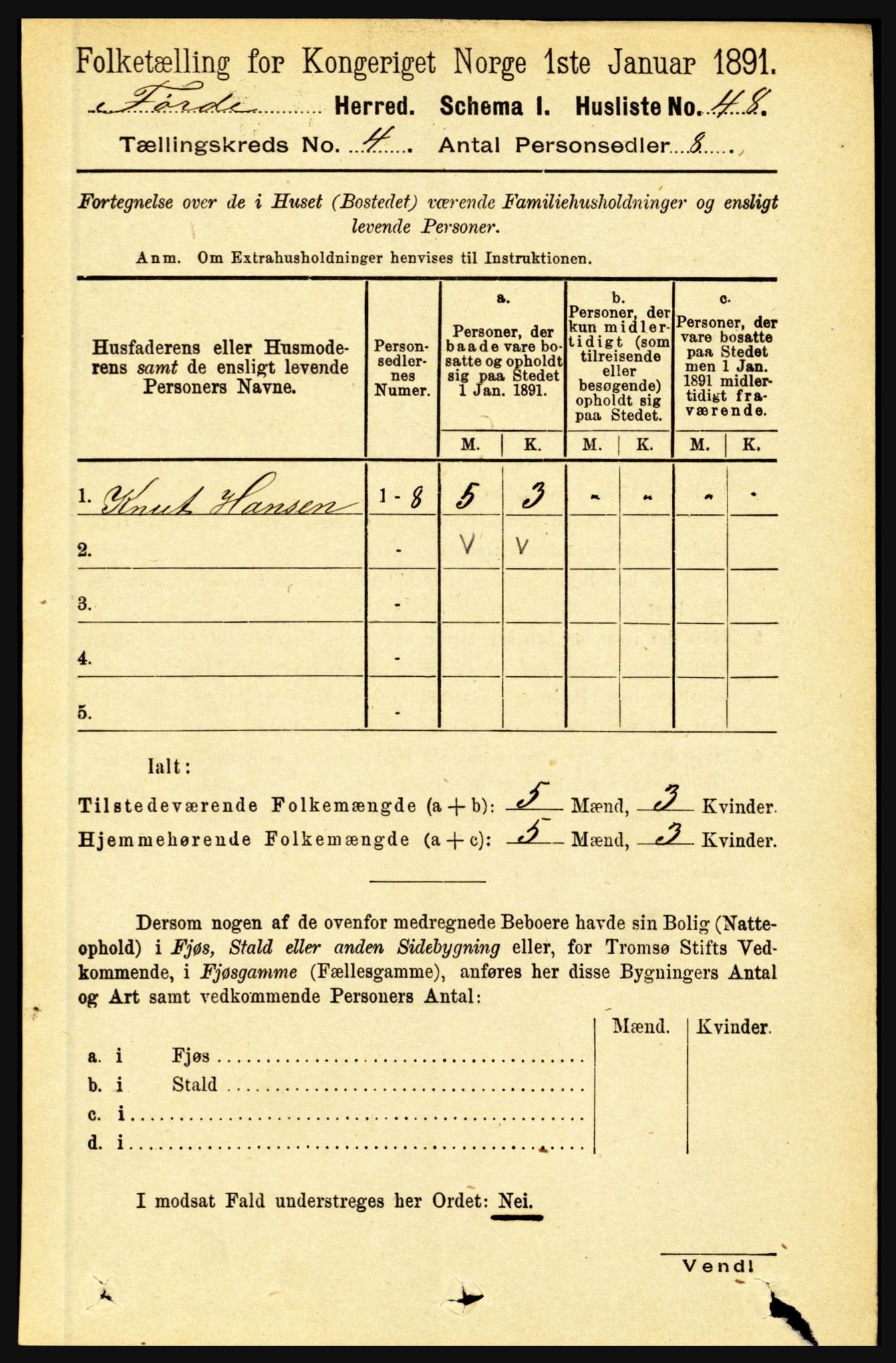 RA, 1891 census for 1432 Førde, 1891, p. 1048