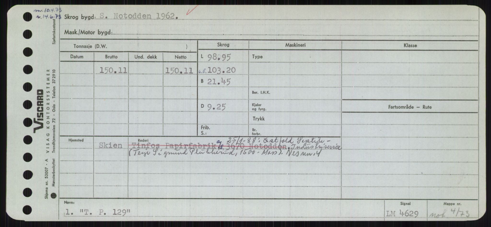 Sjøfartsdirektoratet med forløpere, Skipsmålingen, RA/S-1627/H/Hc/L0001: Lektere, A-Y, p. 461