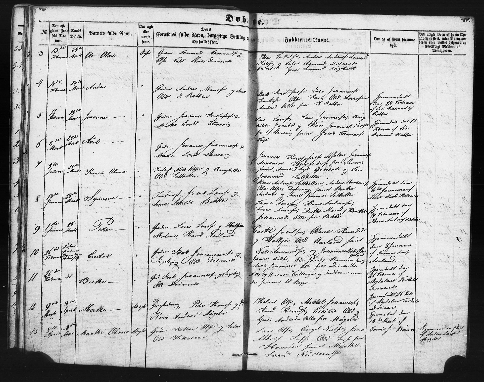 Austevoll sokneprestembete, AV/SAB-A-74201/H/Ha/Hab/Habb/L0001: Parish register (copy) no. B 1, 1852-1864, p. 28