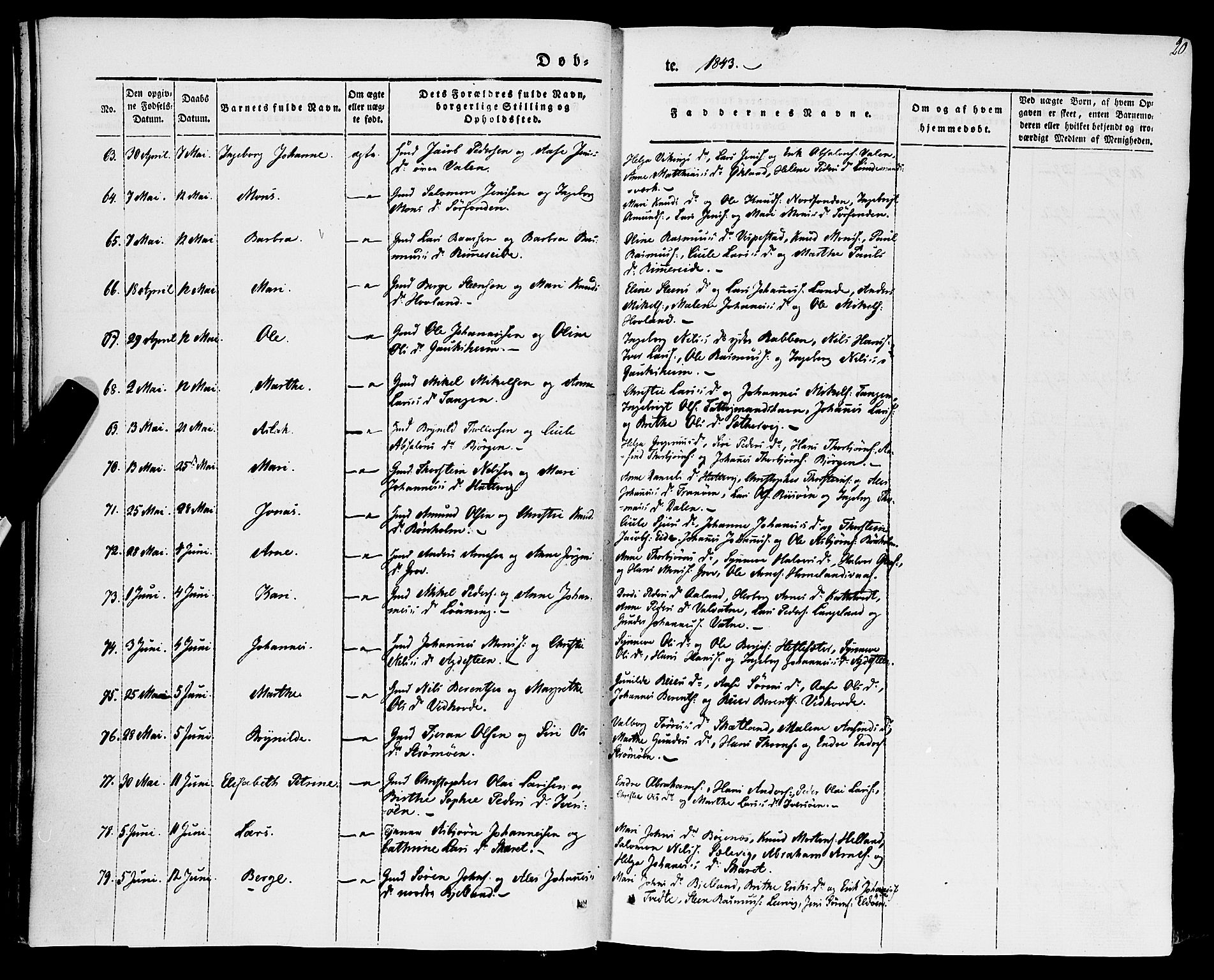 Stord sokneprestembete, SAB/A-78201/H/Haa: Parish register (official) no. A 7, 1841-1861, p. 20