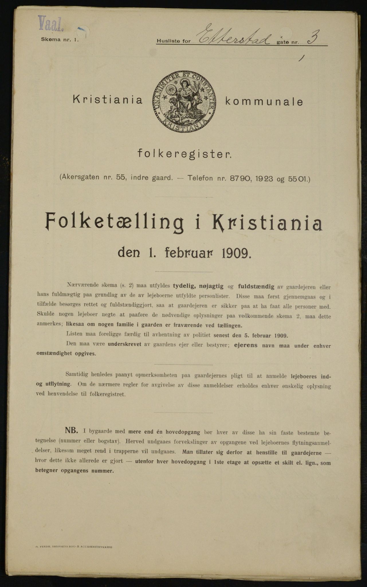 OBA, Municipal Census 1909 for Kristiania, 1909, p. 20182