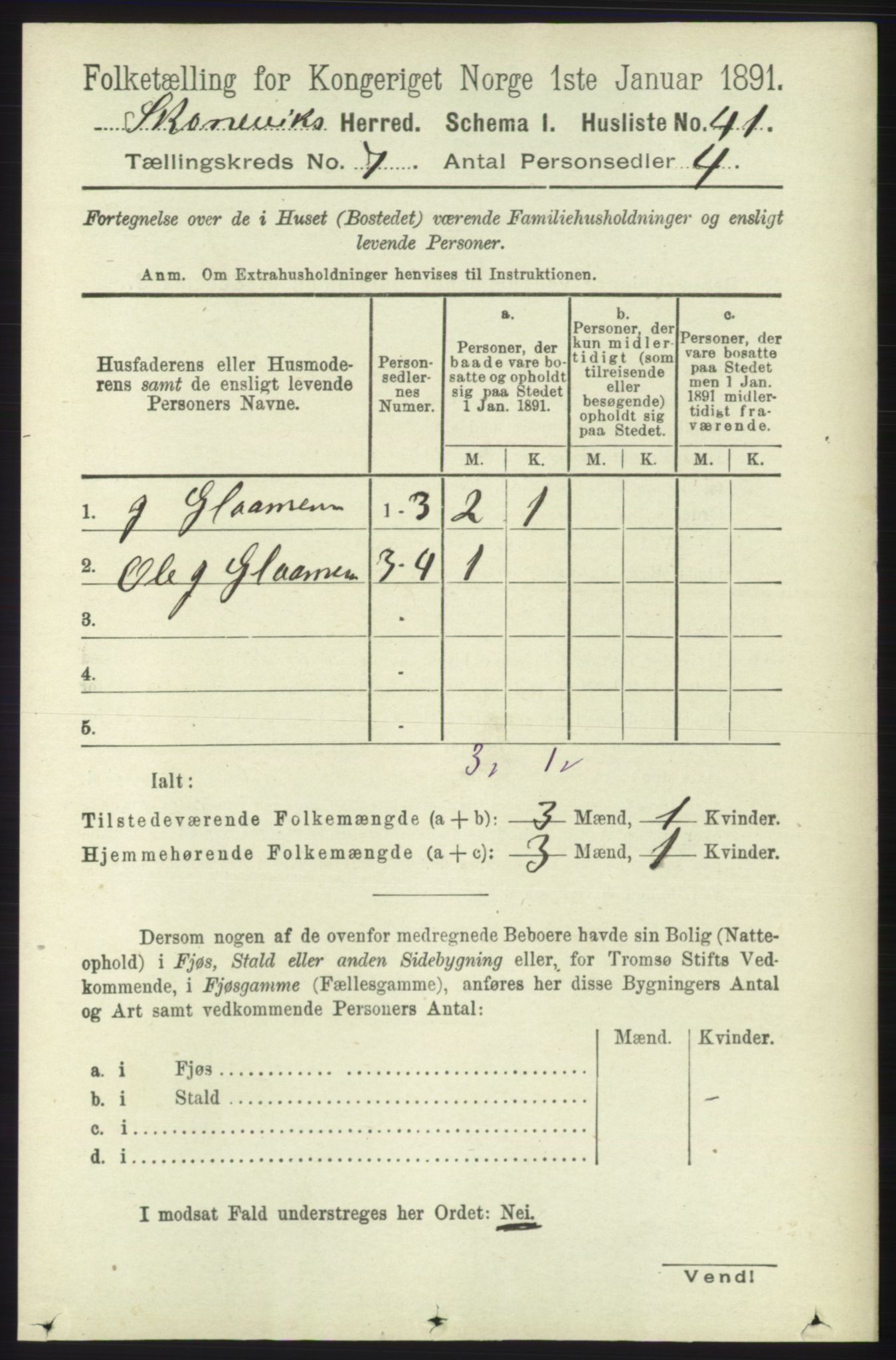 RA, 1891 census for 1212 Skånevik, 1891, p. 1877