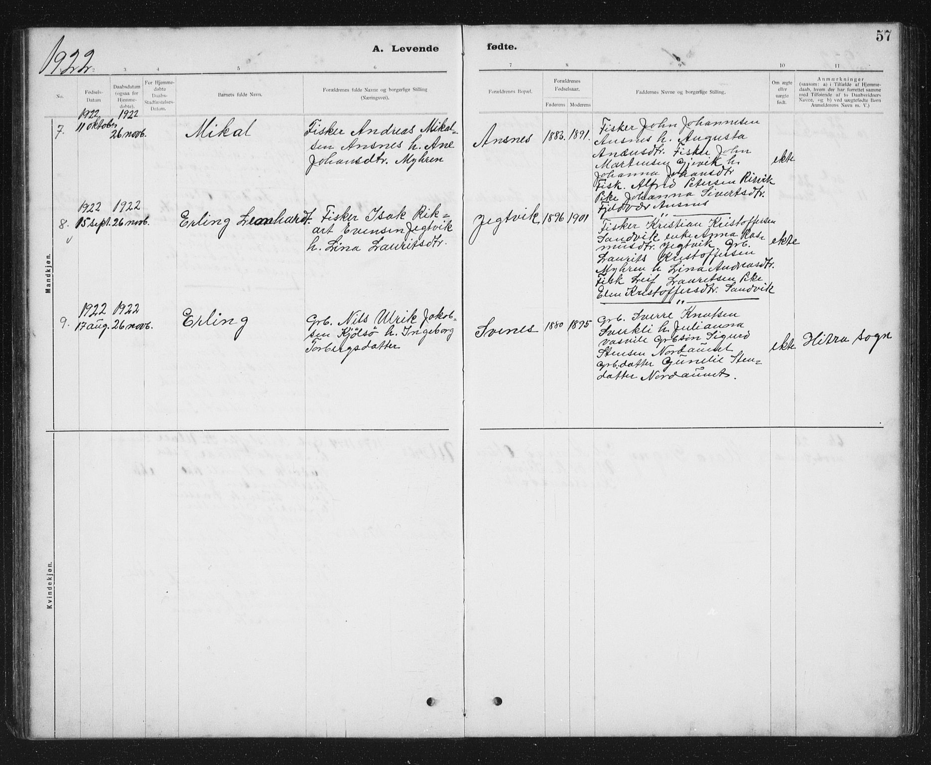 Ministerialprotokoller, klokkerbøker og fødselsregistre - Sør-Trøndelag, SAT/A-1456/637/L0563: Parish register (copy) no. 637C04, 1899-1940, p. 57