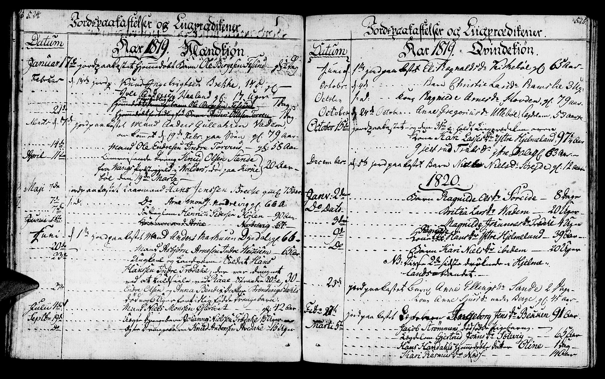 Lavik sokneprestembete, SAB/A-80901: Parish register (official) no. A 1, 1809-1822, p. 524-525