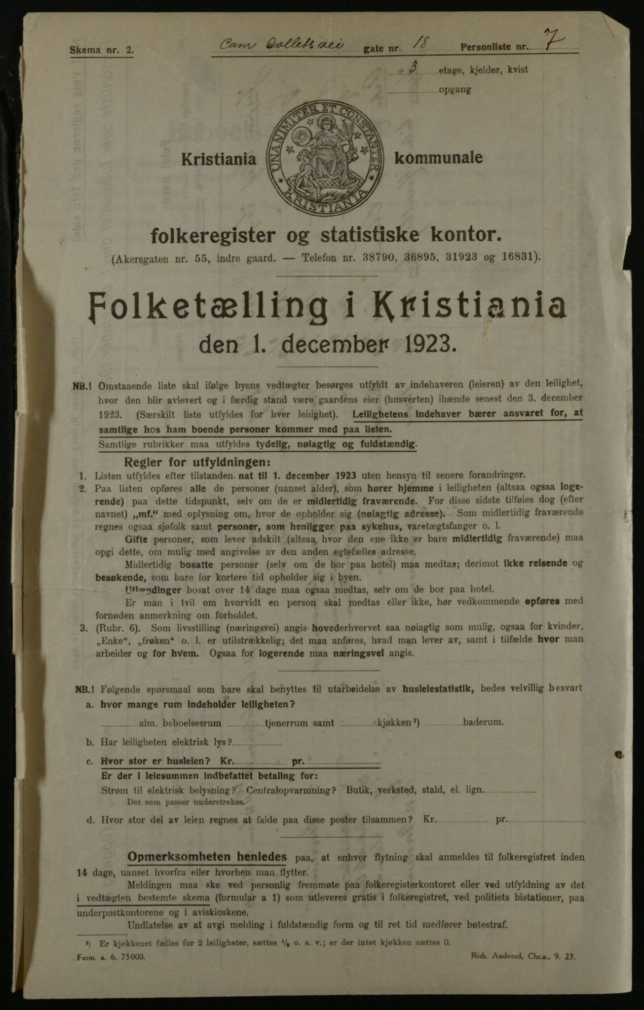 OBA, Municipal Census 1923 for Kristiania, 1923, p. 13135