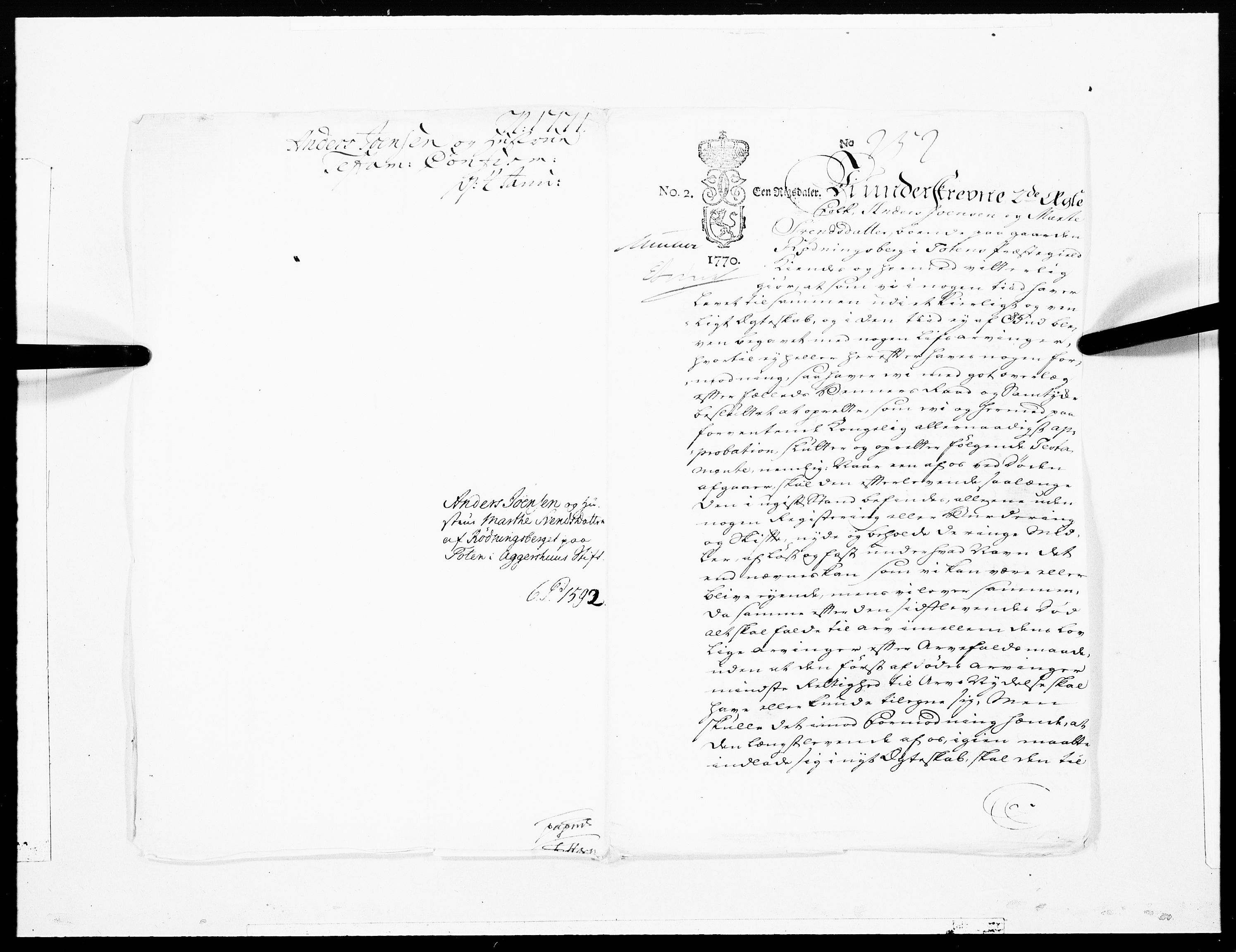 Danske Kanselli 1572-1799, RA/EA-3023/F/Fc/Fcc/Fcca/L0203: Norske innlegg 1572-1799, 1771, p. 2