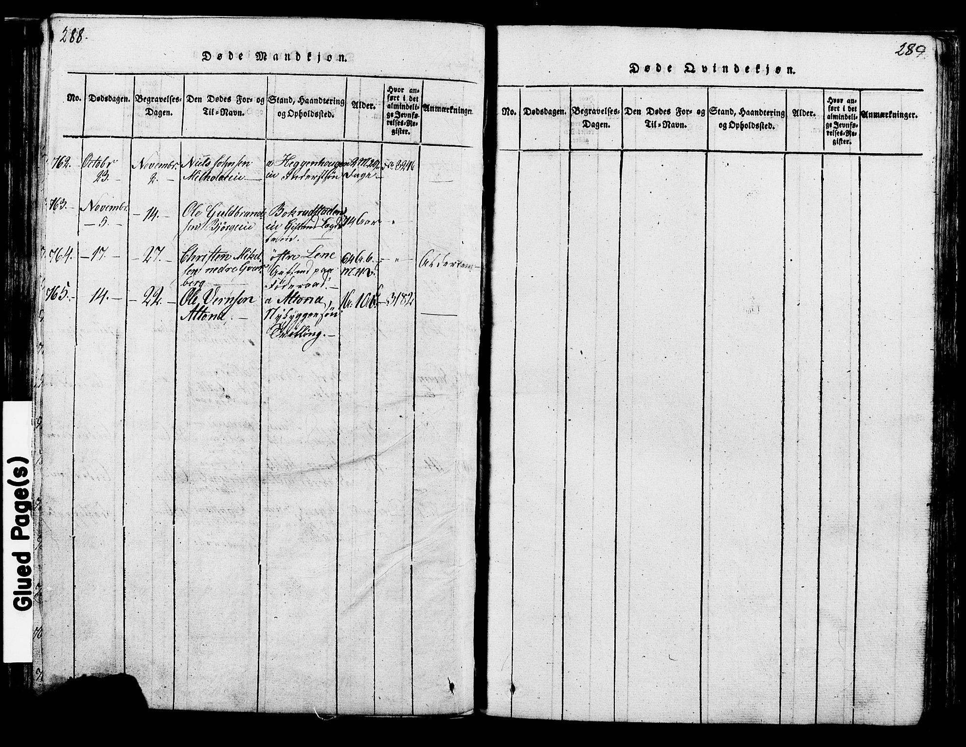 Ringsaker prestekontor, AV/SAH-PREST-014/K/Ka/L0005: Parish register (official) no. 5, 1814-1826, p. 288-289