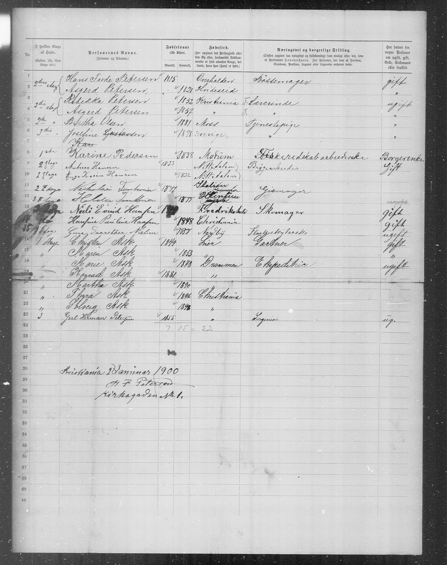 OBA, Municipal Census 1899 for Kristiania, 1899, p. 6498