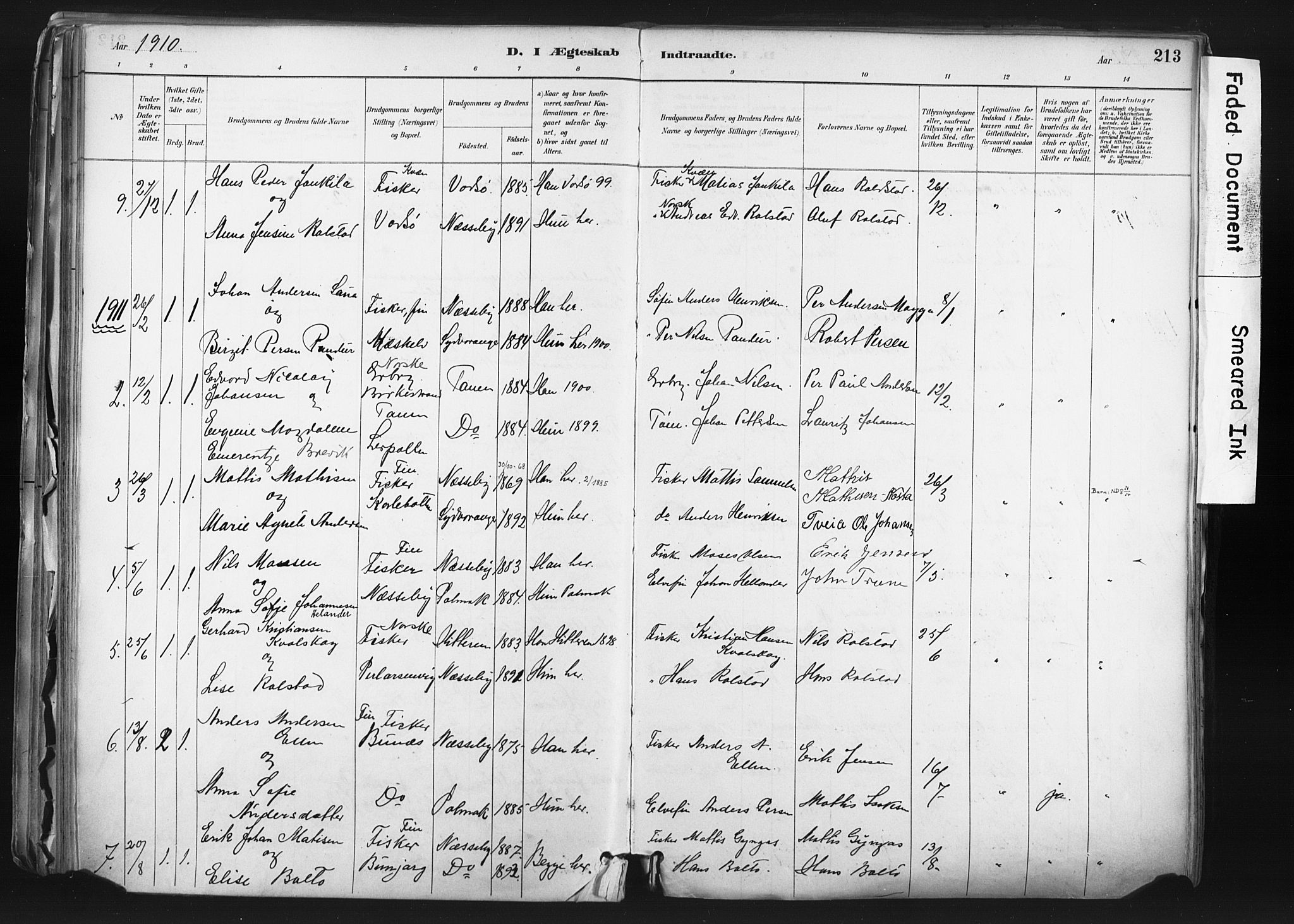 Nesseby sokneprestkontor, SATØ/S-1330/H/Ha/L0006kirke: Parish register (official) no. 6, 1885-1985, p. 213
