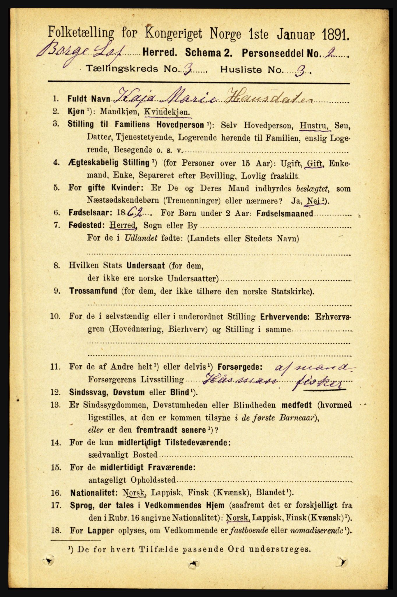 RA, 1891 census for 1862 Borge, 1891, p. 1559