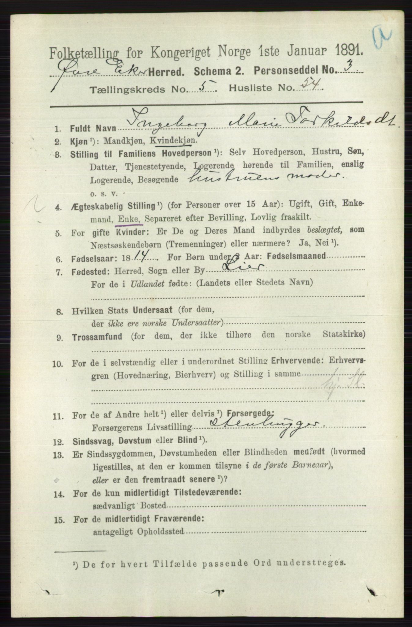 RA, 1891 census for 0624 Øvre Eiker, 1891, p. 2174