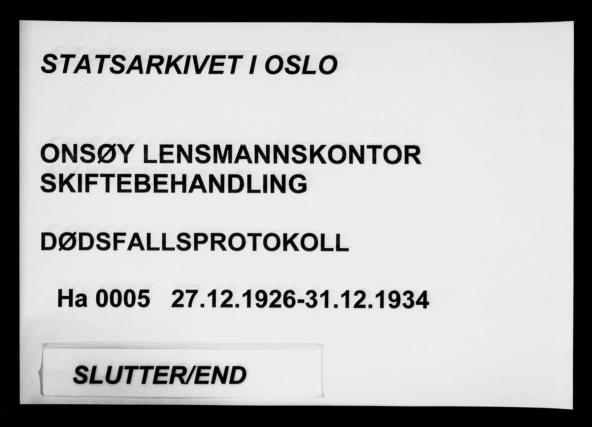 Onsøy lensmannskontor, SAO/A-10007/H/Ha/L0005: Dødsfallsprotokoll, 1926-1934