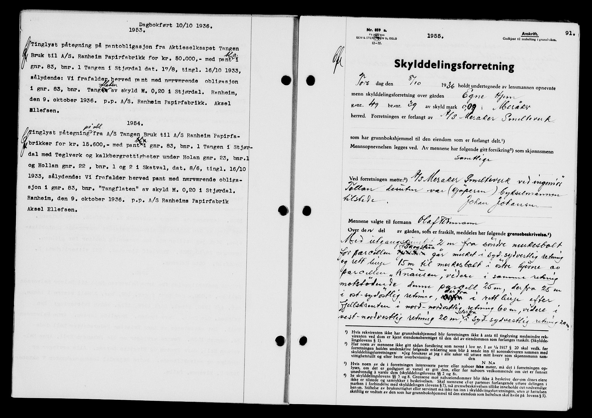 Stjør- og Verdal sorenskriveri, SAT/A-4167/1/2/2C/L0078: Mortgage book no. 46, 1936-1937, Diary no: : 1955/1936