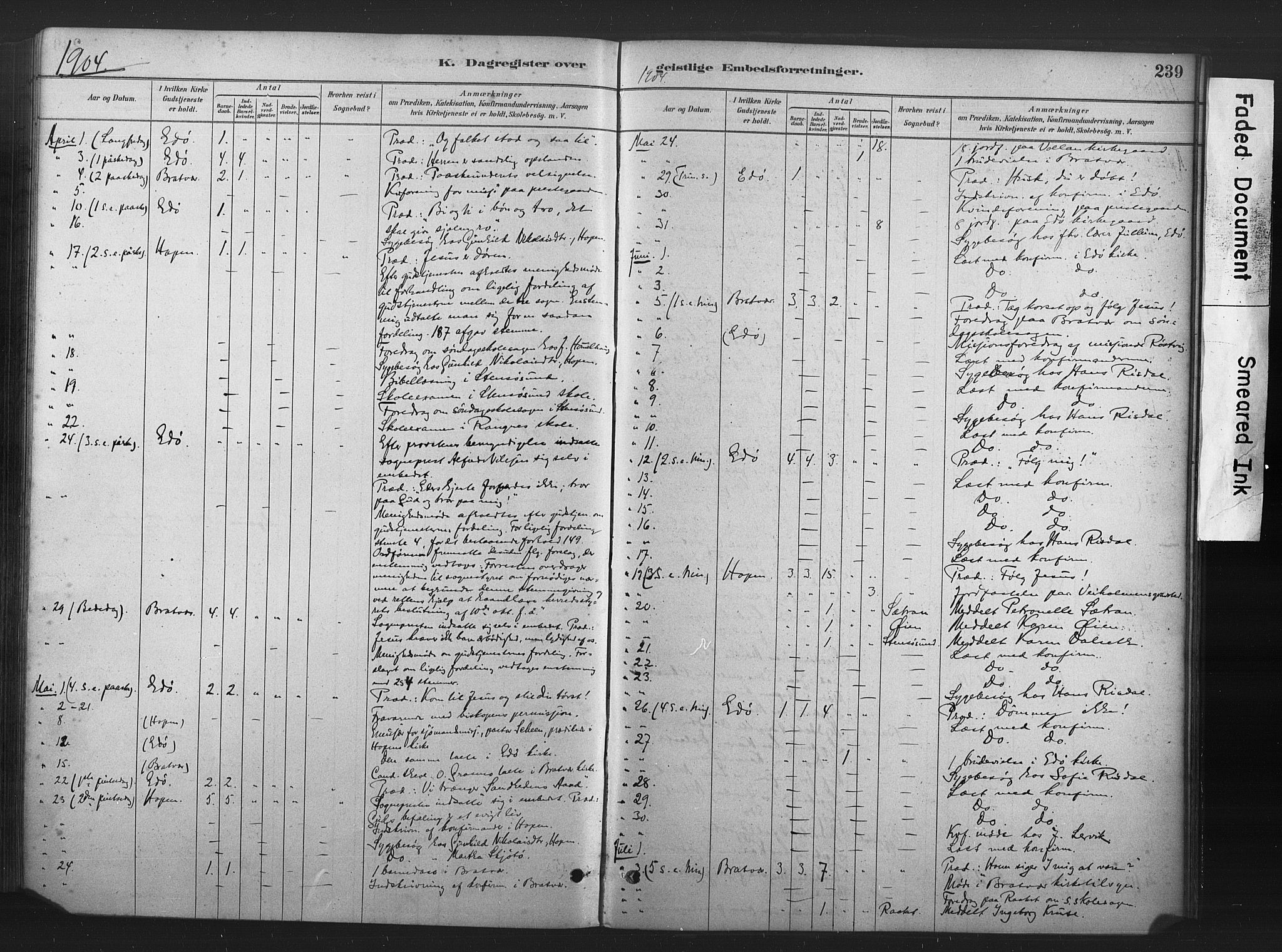 Ministerialprotokoller, klokkerbøker og fødselsregistre - Møre og Romsdal, AV/SAT-A-1454/583/L0954: Parish register (official) no. 583A01, 1880-1906, p. 239