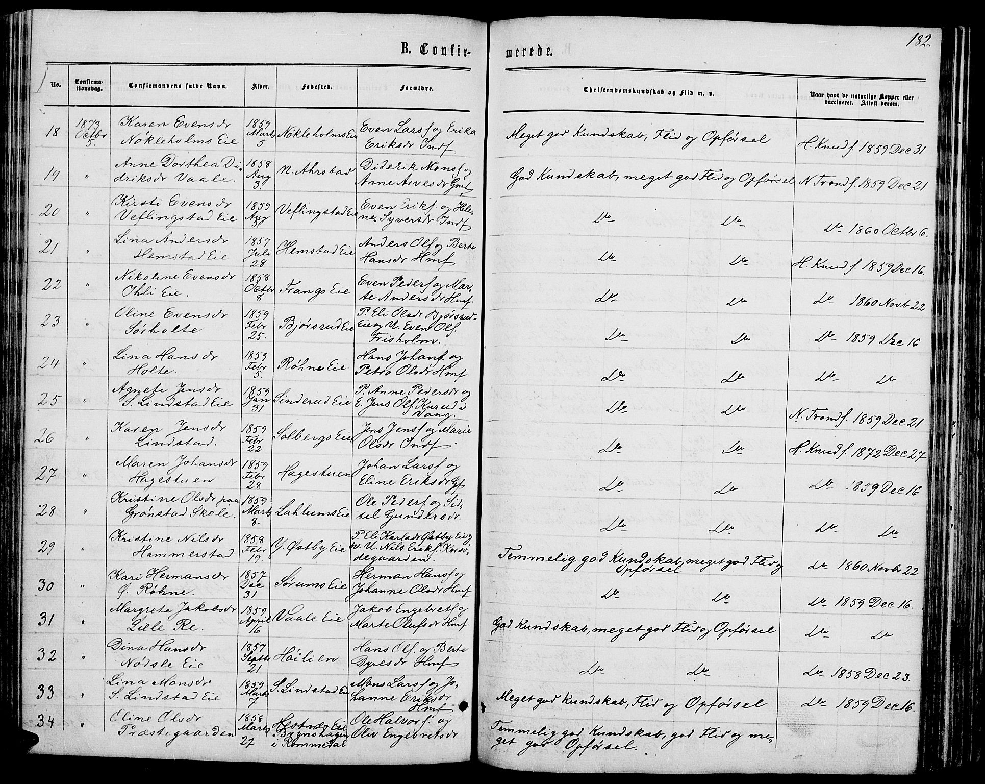 Stange prestekontor, AV/SAH-PREST-002/L/L0006: Parish register (copy) no. 6, 1864-1882, p. 182