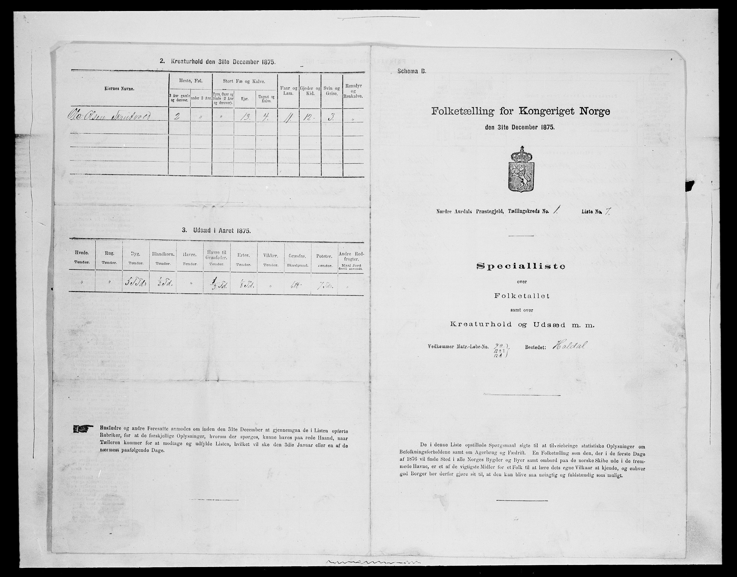 SAH, 1875 census for 0542P Nord-Aurdal, 1875, p. 130