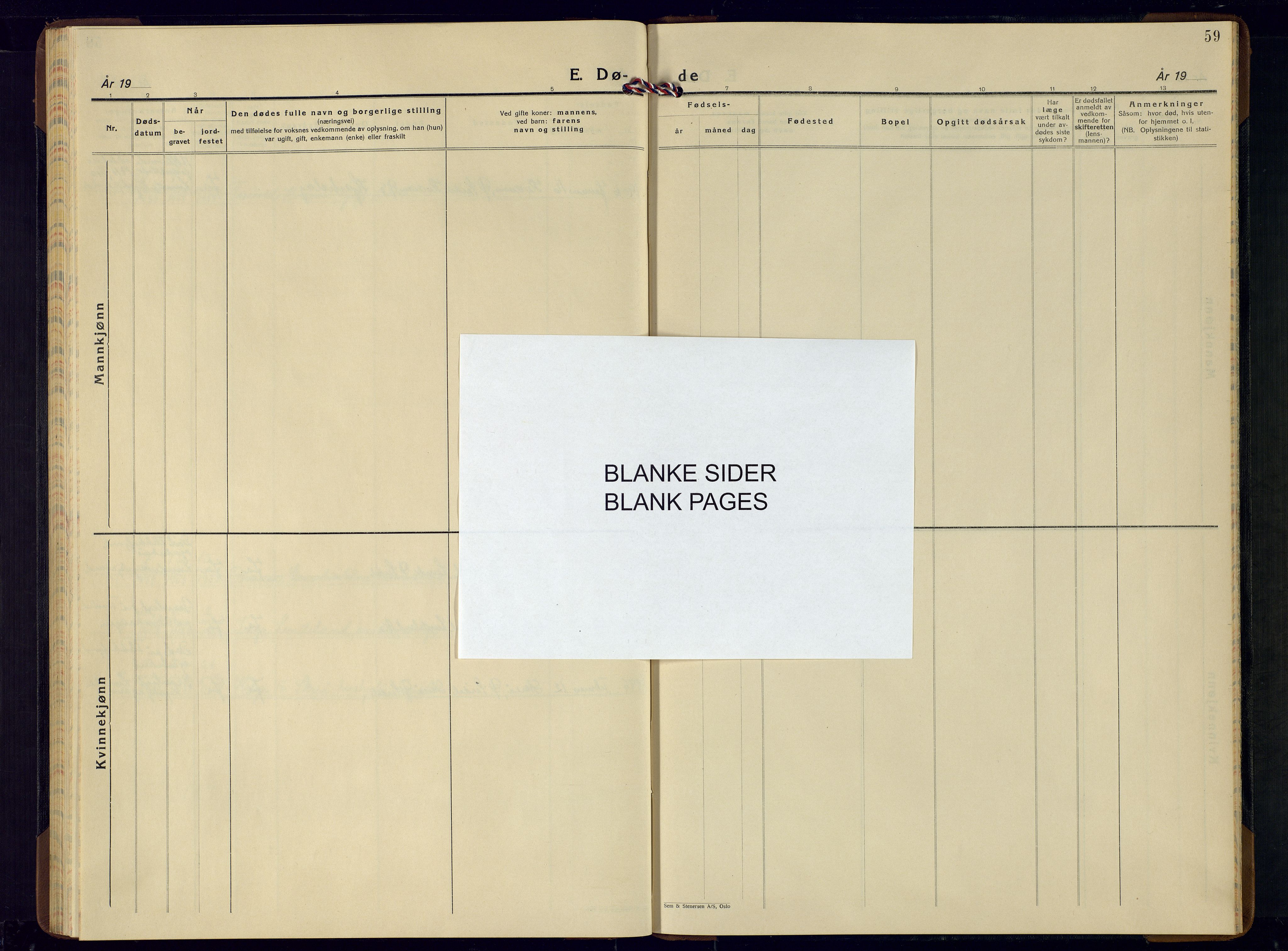 Sirdal sokneprestkontor, SAK/1111-0036/F/Fb/Fba/L0003: Parish register (copy) no. B-3, 1935-1958, p. 59
