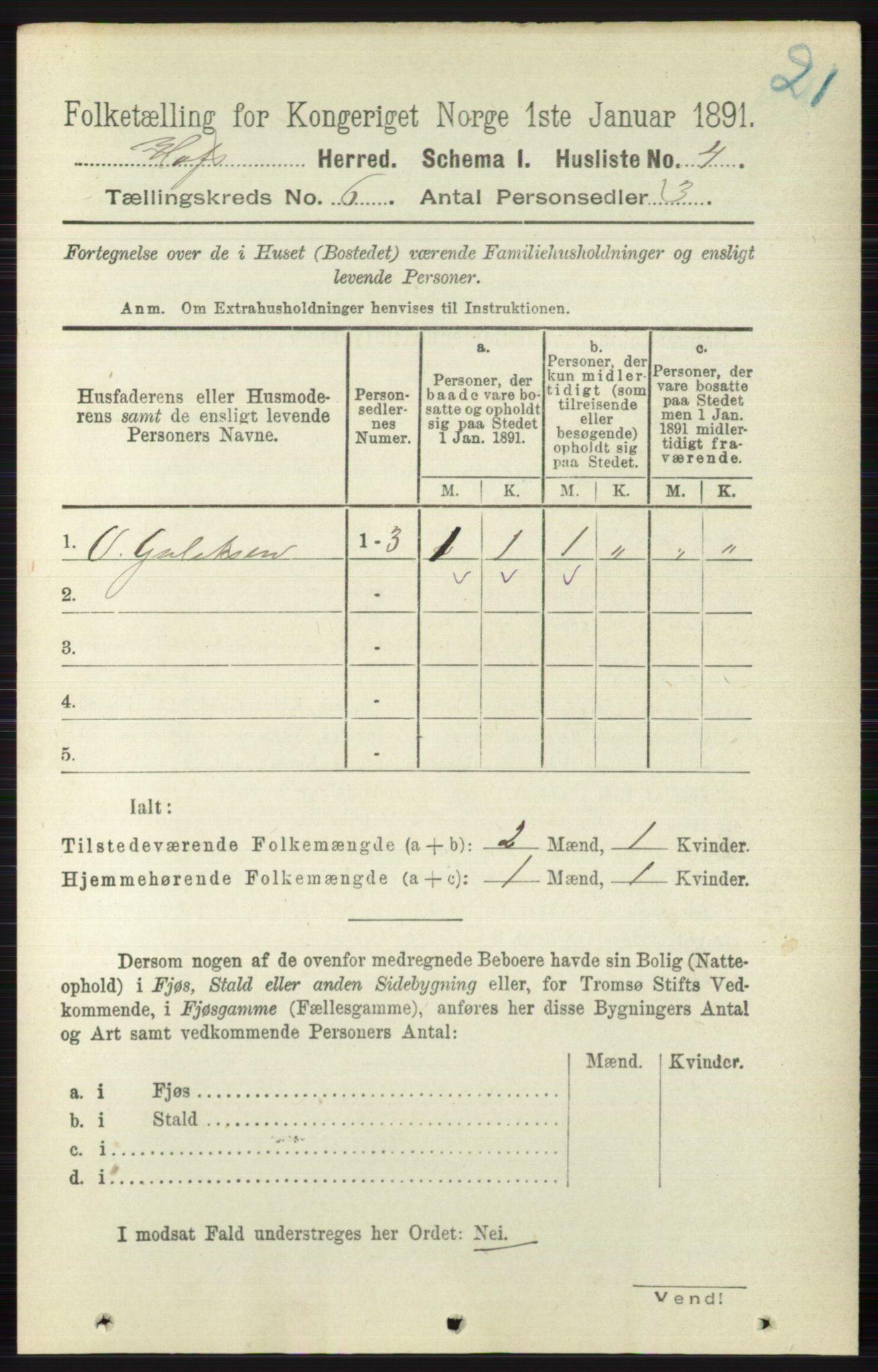 RA, 1891 census for 0714 Hof, 1891, p. 1686