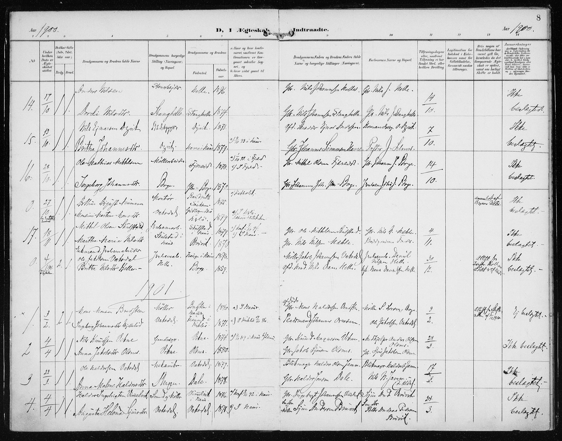 Bruvik Sokneprestembete, AV/SAB-A-74701/H/Haa: Parish register (official) no. B  3, 1898-1919, p. 8