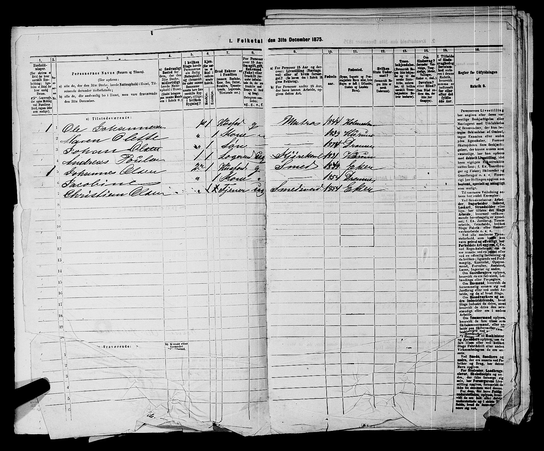 SAKO, 1875 census for 0602 Drammen, 1875, p. 131