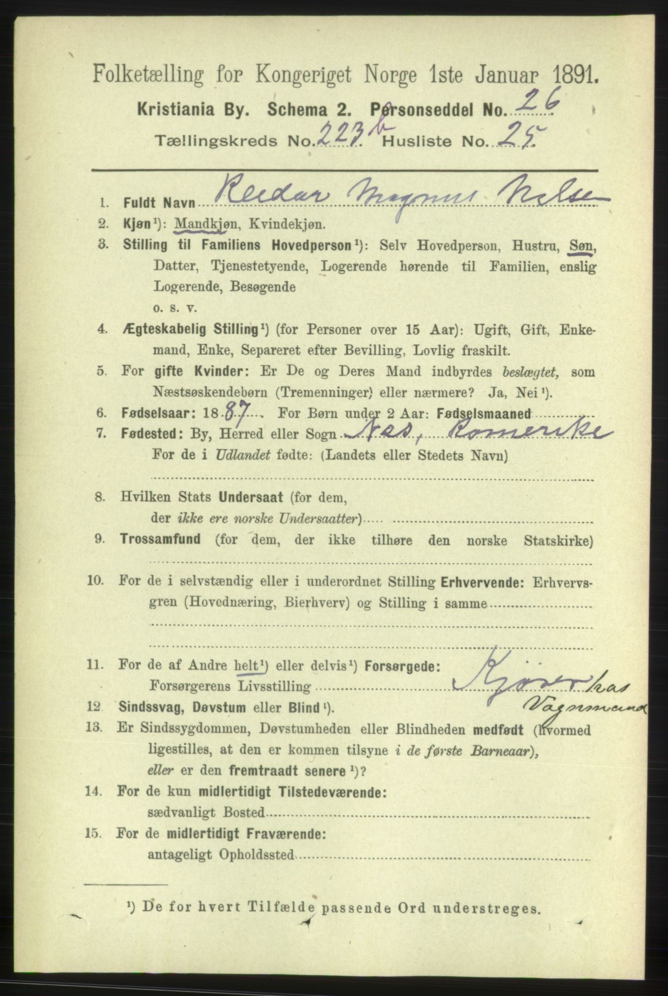 RA, 1891 census for 0301 Kristiania, 1891, p. 142083