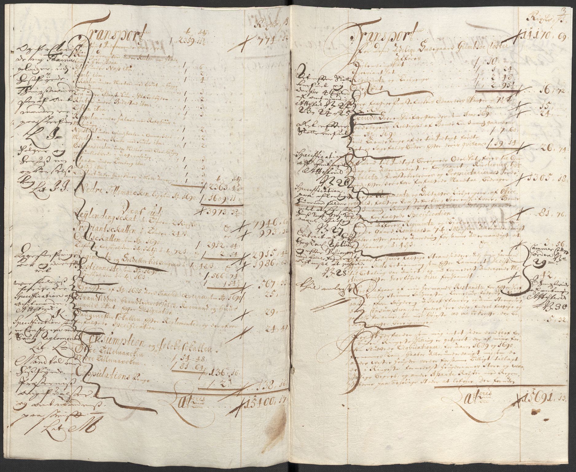 Rentekammeret inntil 1814, Reviderte regnskaper, Fogderegnskap, RA/EA-4092/R35/L2089: Fogderegnskap Øvre og Nedre Telemark, 1690-1692, p. 11