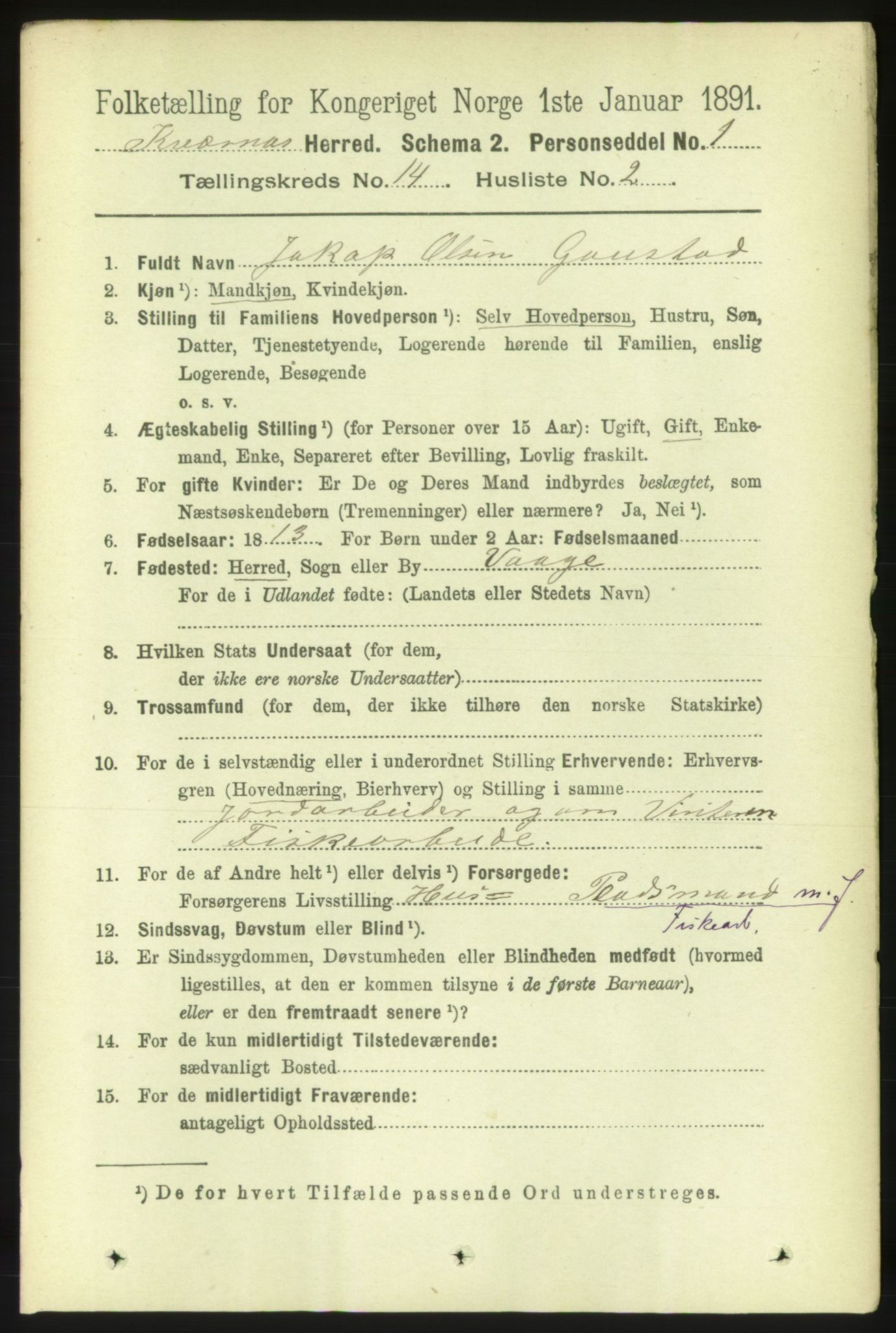 RA, 1891 census for 1553 Kvernes, 1891, p. 5730