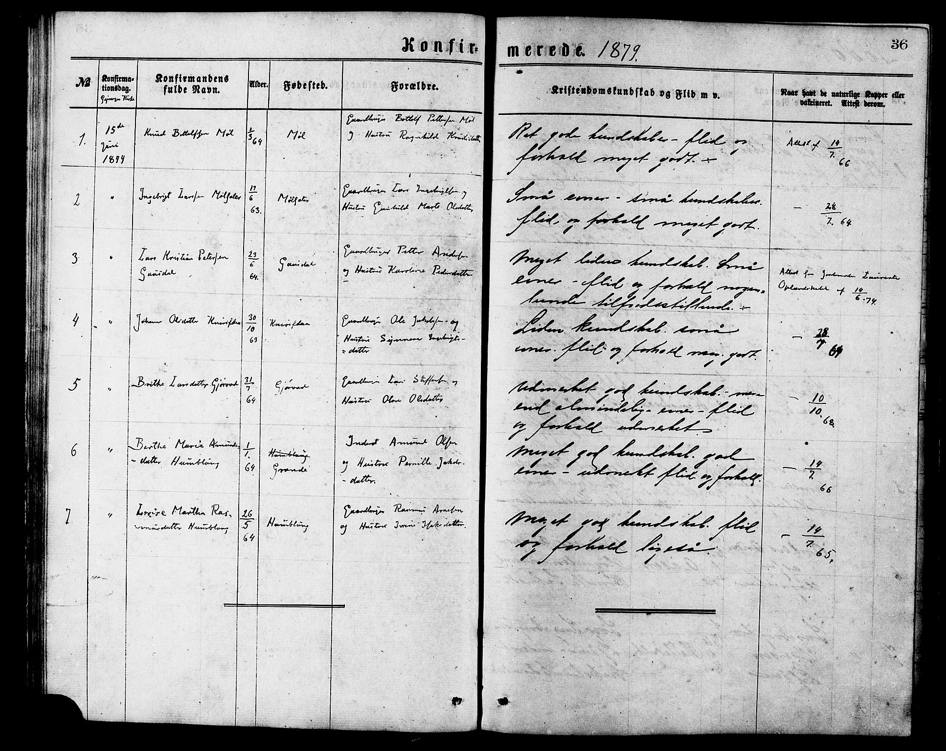 Ministerialprotokoller, klokkerbøker og fødselsregistre - Møre og Romsdal, AV/SAT-A-1454/517/L0227: Parish register (official) no. 517A07, 1870-1886, p. 36