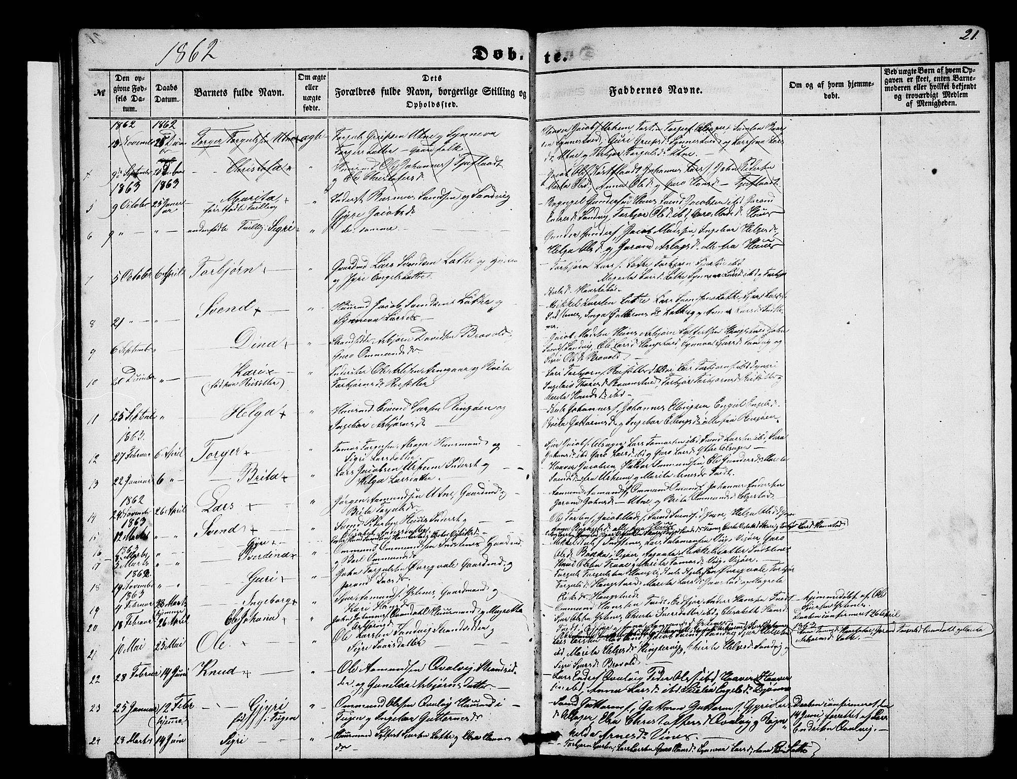 Ullensvang sokneprestembete, SAB/A-78701/H/Hab: Parish register (copy) no. E 6, 1857-1886, p. 21