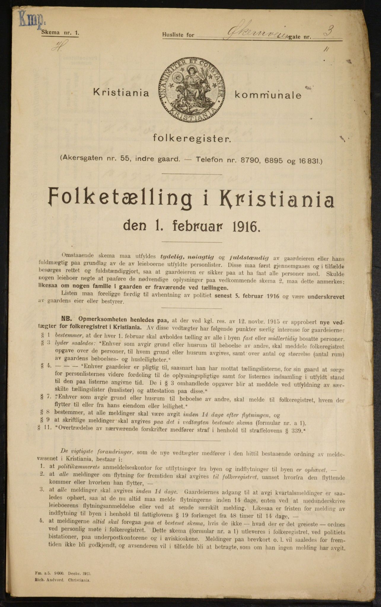 OBA, Municipal Census 1916 for Kristiania, 1916, p. 132375