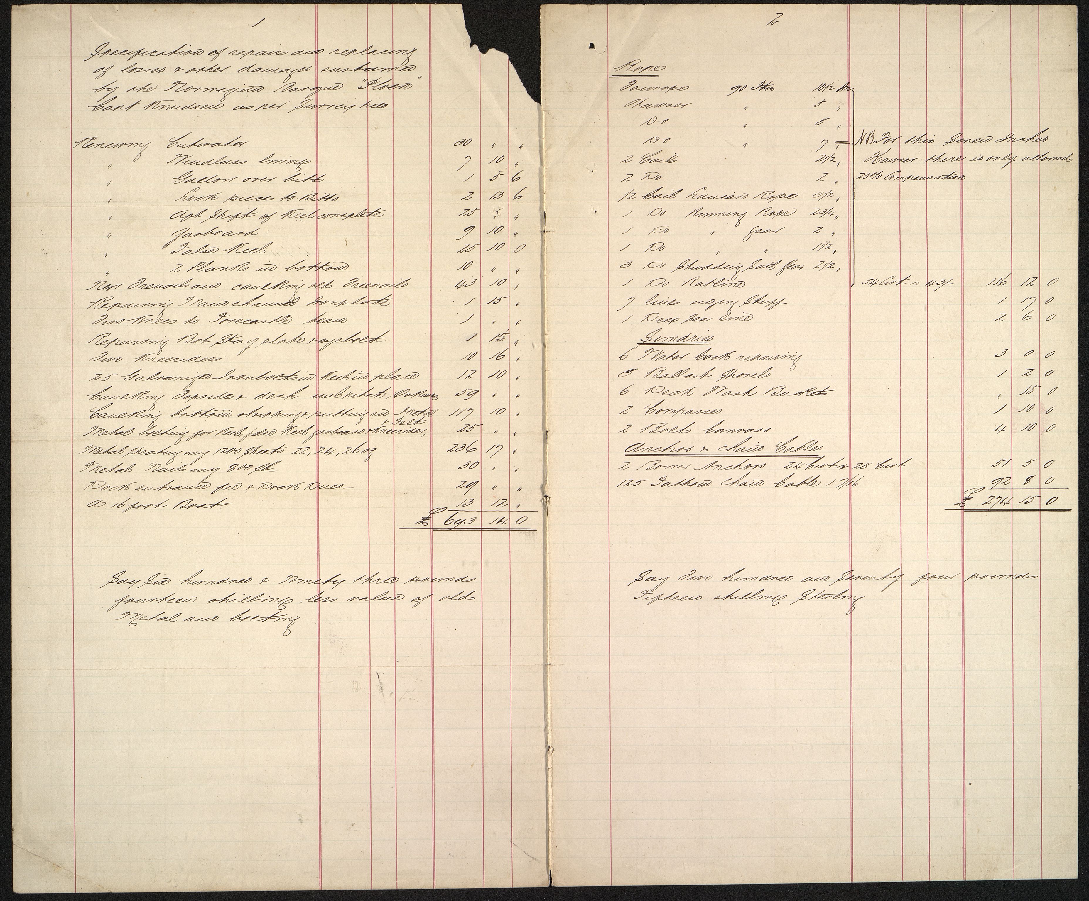 Pa 63 - Østlandske skibsassuranceforening, VEMU/A-1079/G/Ga/L0001/0015: Havaridokumenter / Pløen, 1868