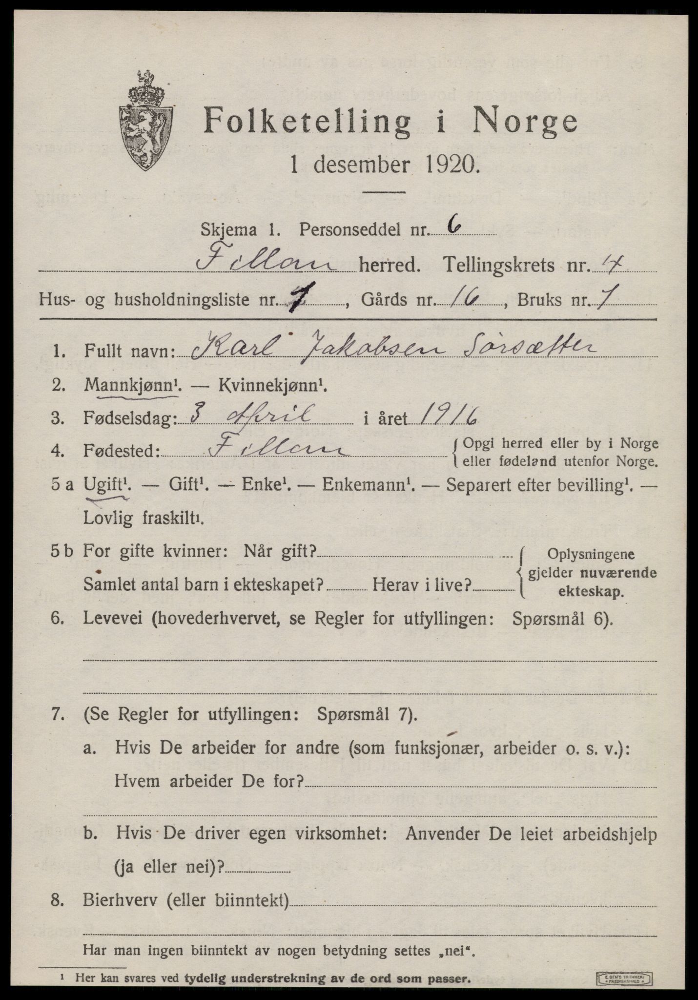 SAT, 1920 census for Fillan, 1920, p. 1770