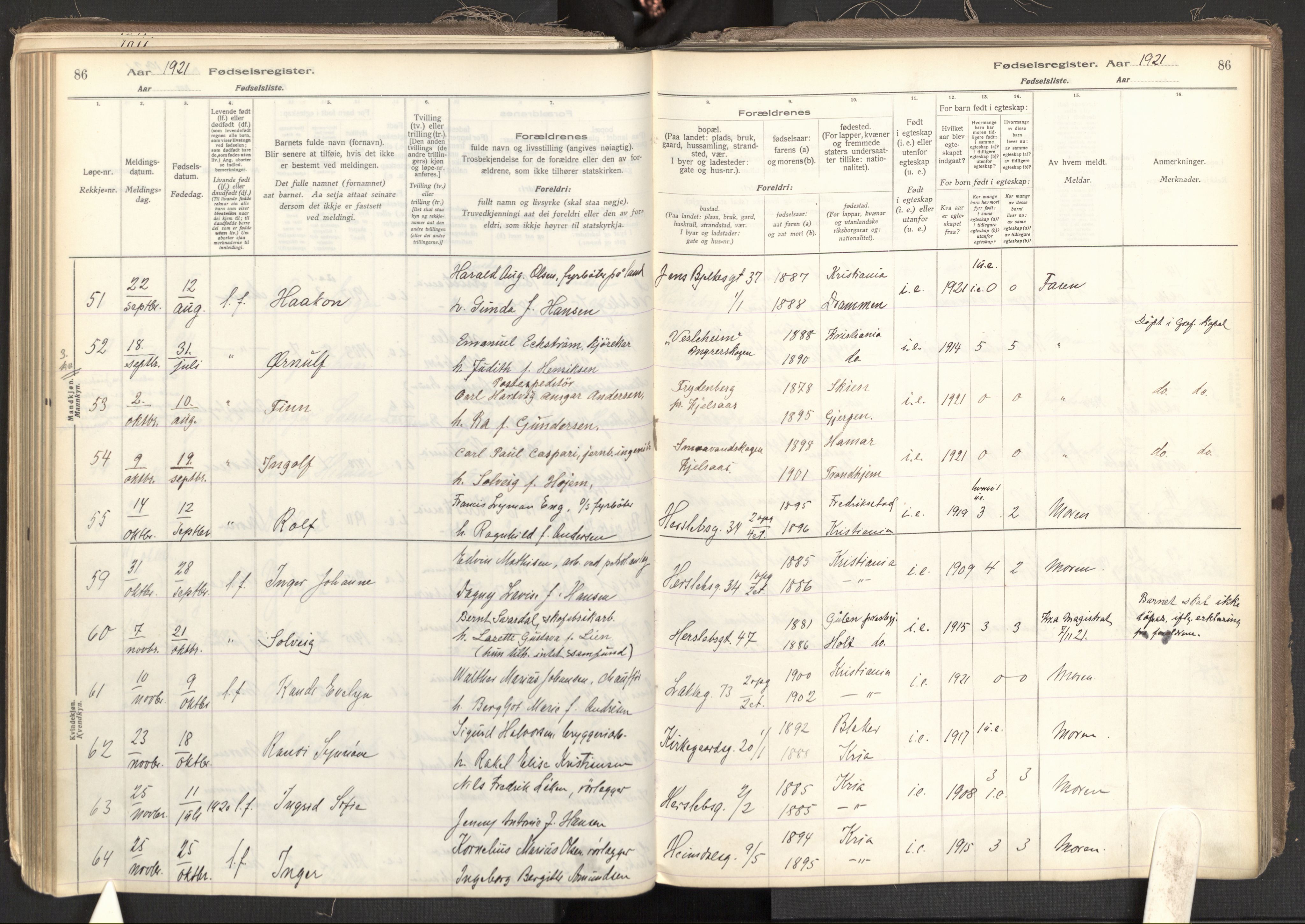 Tøyen prestekontor Kirkebøker, AV/SAO-A-10167a/J/Ja/L0001: Birth register no. 1, 1916-1944, p. 86