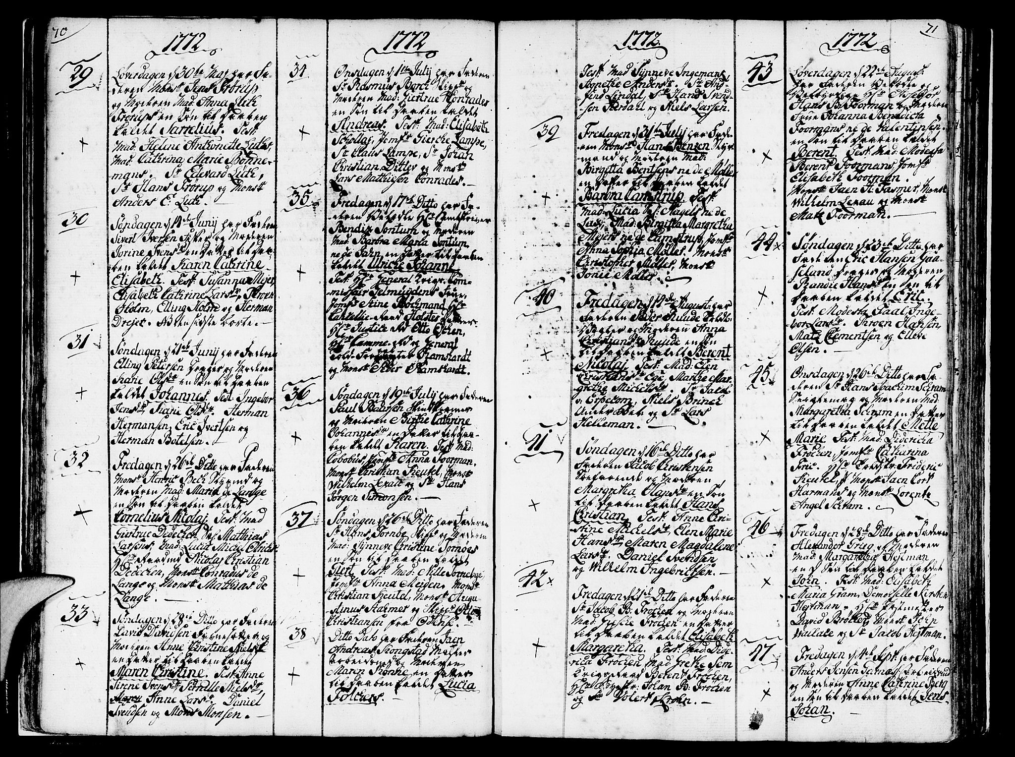 Nykirken Sokneprestembete, AV/SAB-A-77101/H/Haa/L0004: Parish register (official) no. A 4, 1765-1775, p. 70-71