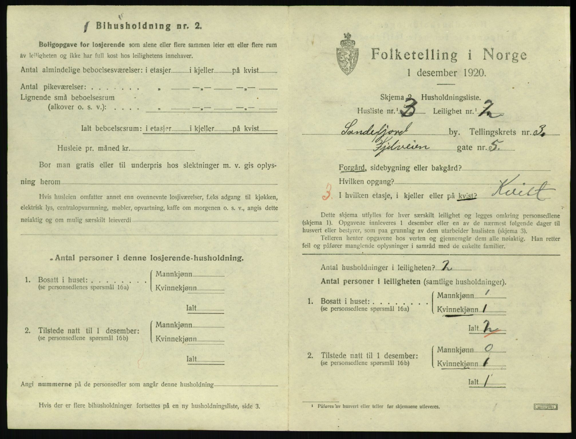 SAKO, 1920 census for Sandefjord, 1920, p. 1908