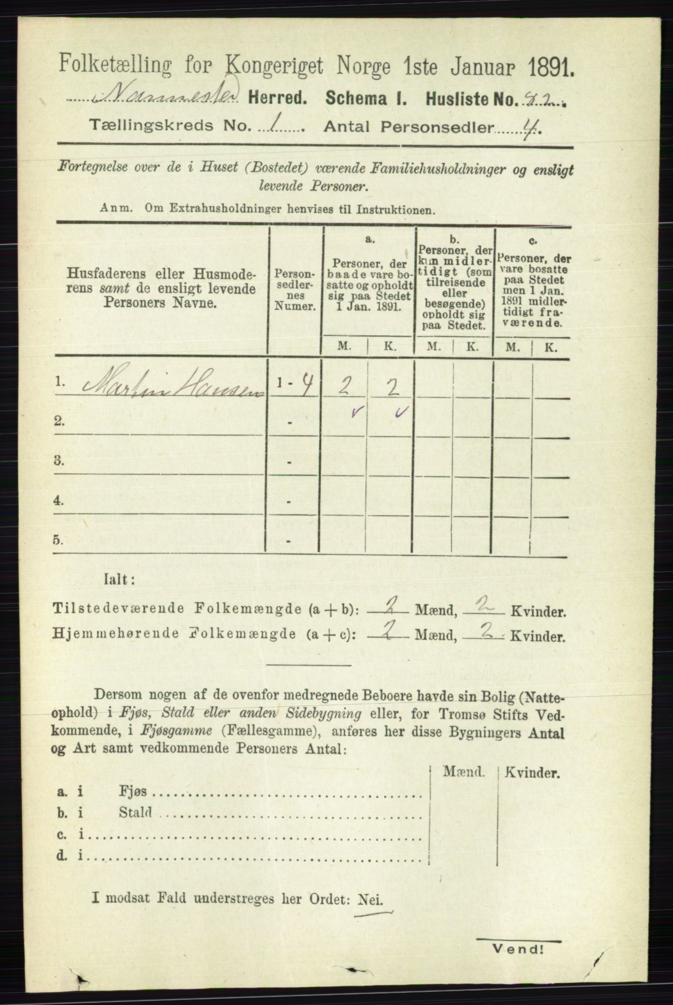 RA, 1891 census for 0238 Nannestad, 1891, p. 112