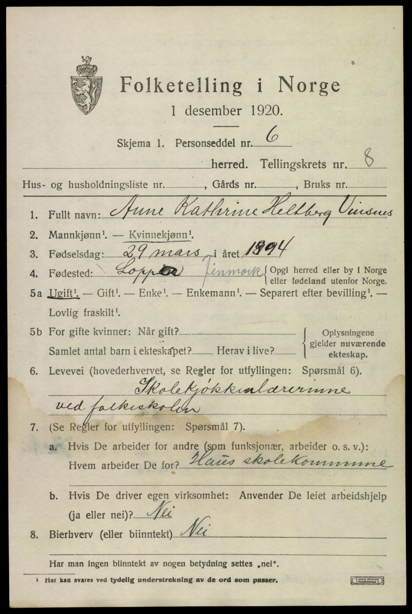 SAO, 1920 census for Enebakk, 1920, p. 7435