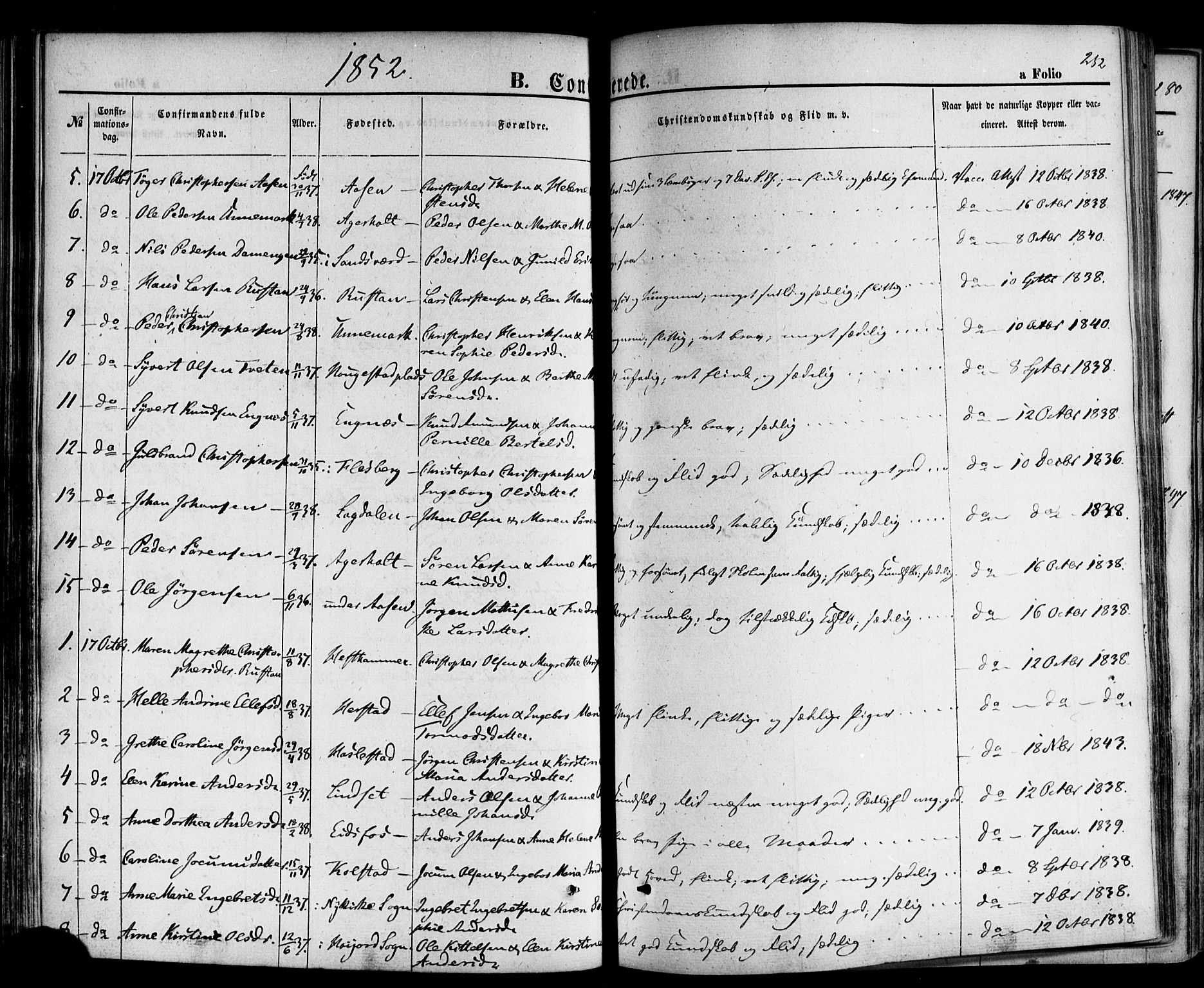 Hof kirkebøker, AV/SAKO-A-64/F/Fa/L0006: Parish register (official) no. I 6, 1851-1877, p. 252