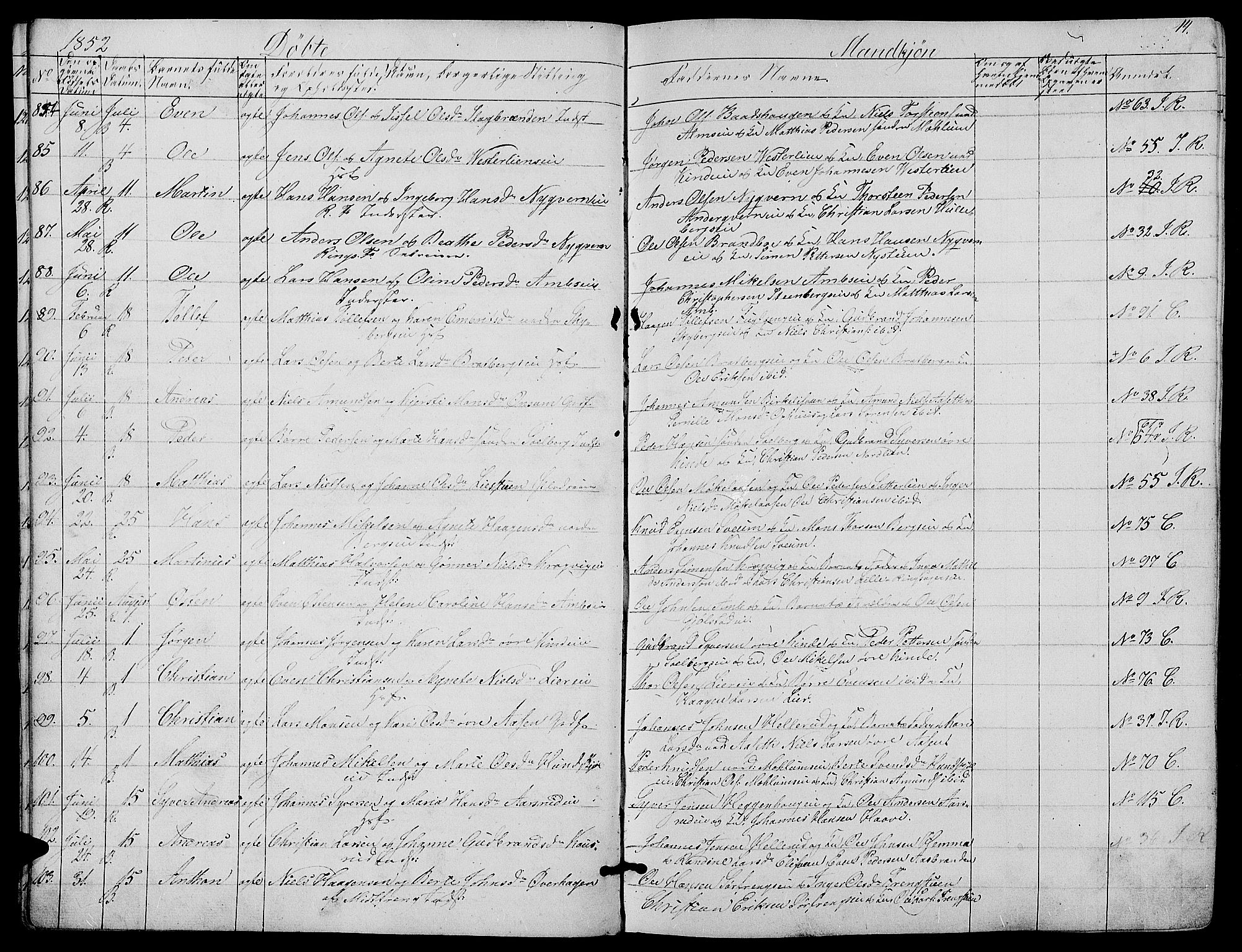 Ringsaker prestekontor, AV/SAH-PREST-014/L/La/L0006: Parish register (copy) no. 6, 1851-1860, p. 14