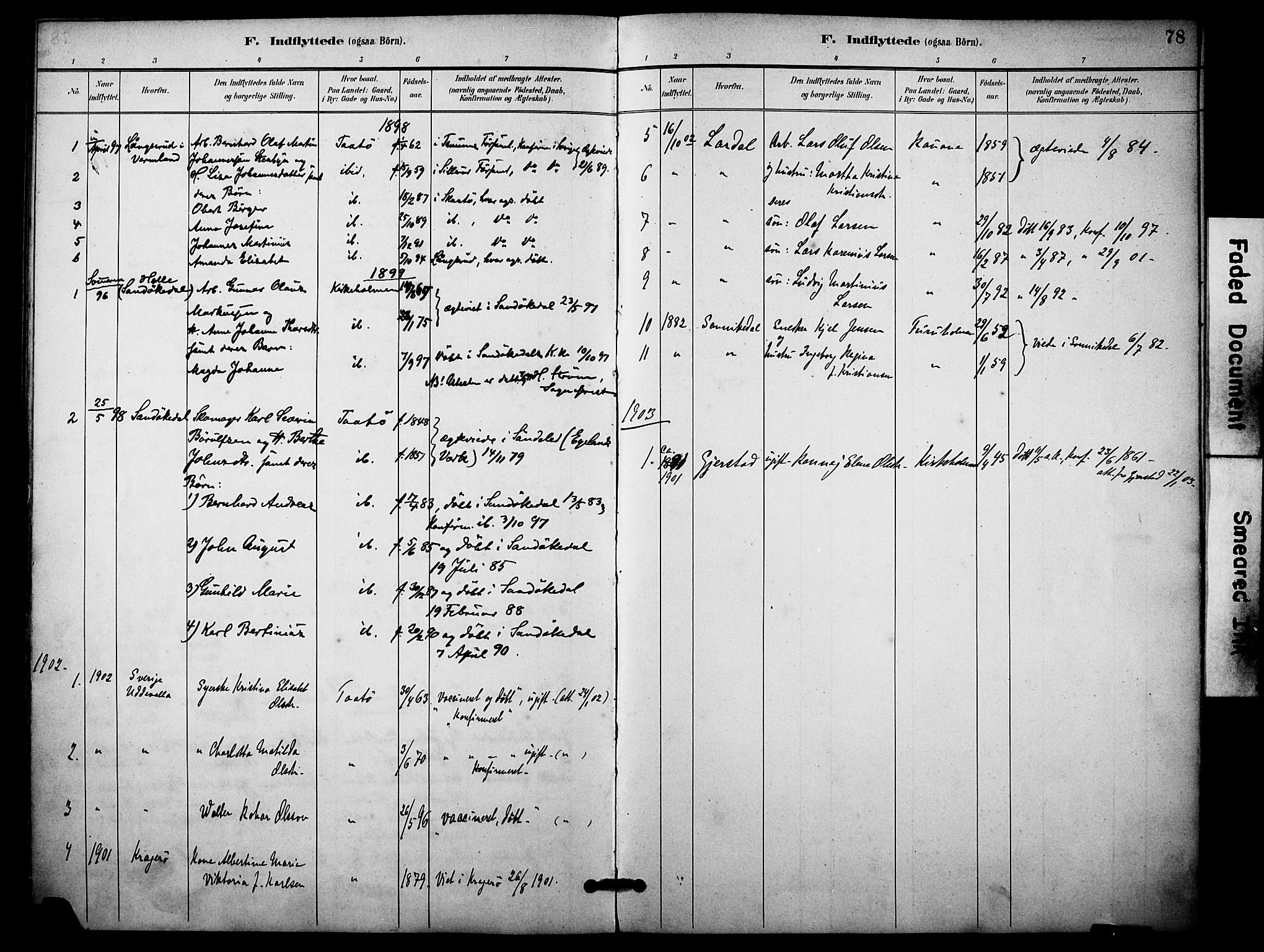 Skåtøy kirkebøker, AV/SAKO-A-304/F/Fa/L0004: Parish register (official) no. I 4, 1884-1900, p. 78