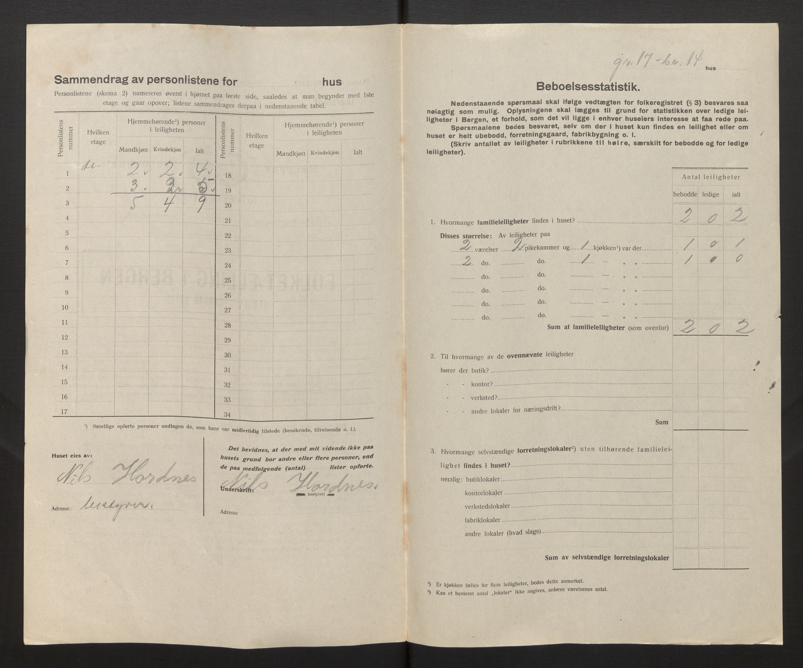 SAB, Municipal Census 1917 for Bergen, 1917, p. 53339