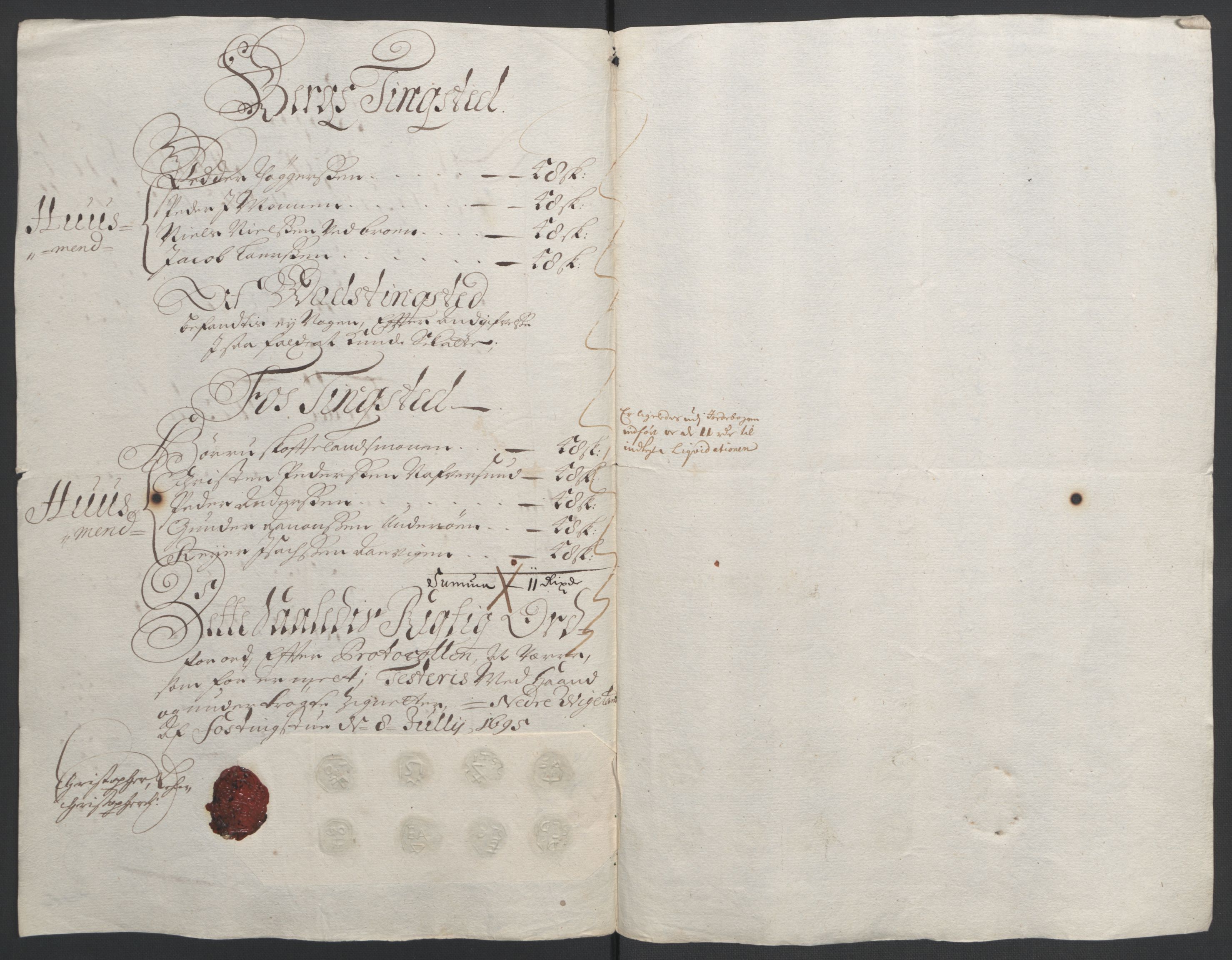 Rentekammeret inntil 1814, Reviderte regnskaper, Fogderegnskap, AV/RA-EA-4092/R43/L2545: Fogderegnskap Lista og Mandal, 1694-1695, p. 226