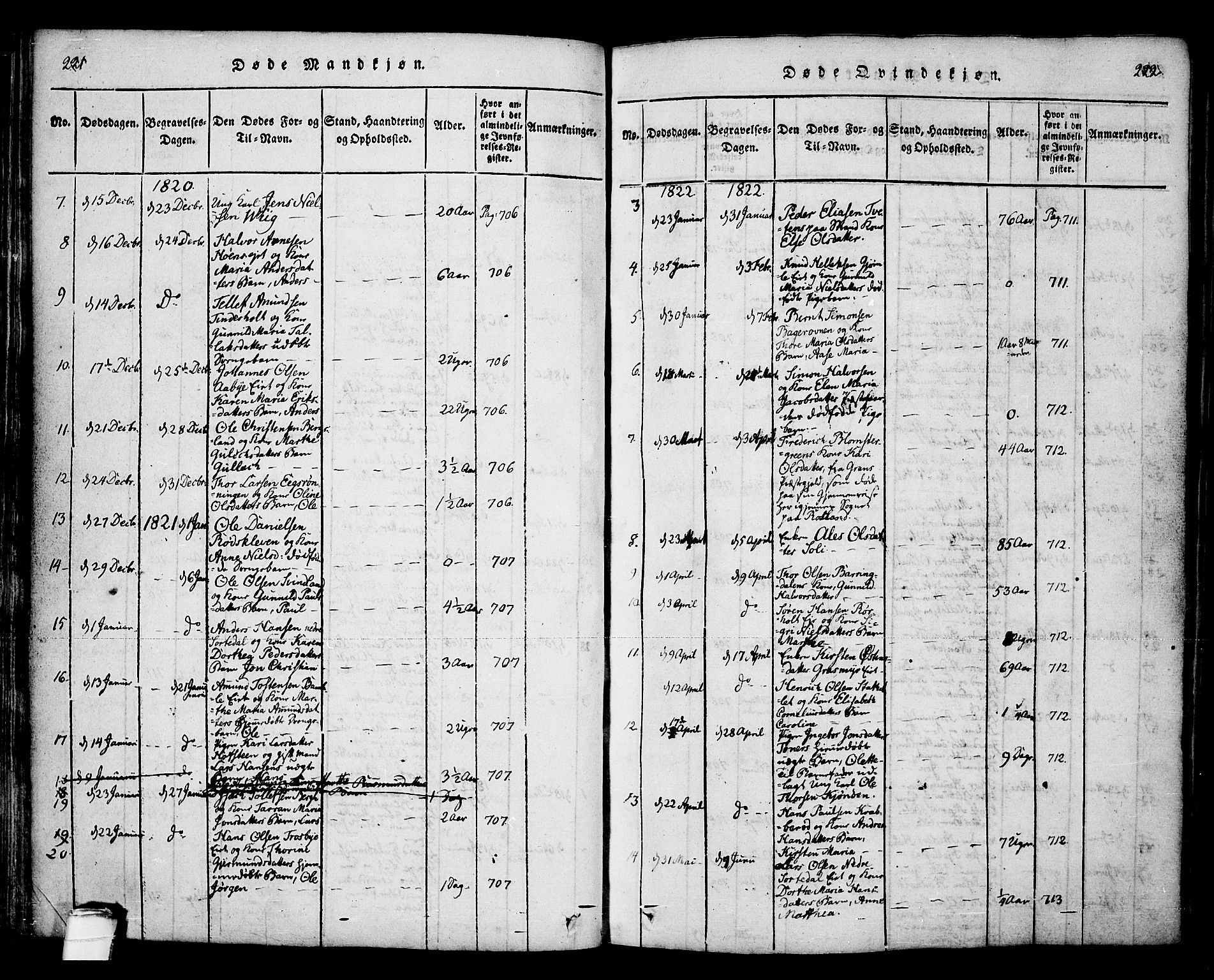 Bamble kirkebøker, AV/SAKO-A-253/F/Fa/L0003: Parish register (official) no. I 3 /1, 1814-1834, p. 221-222