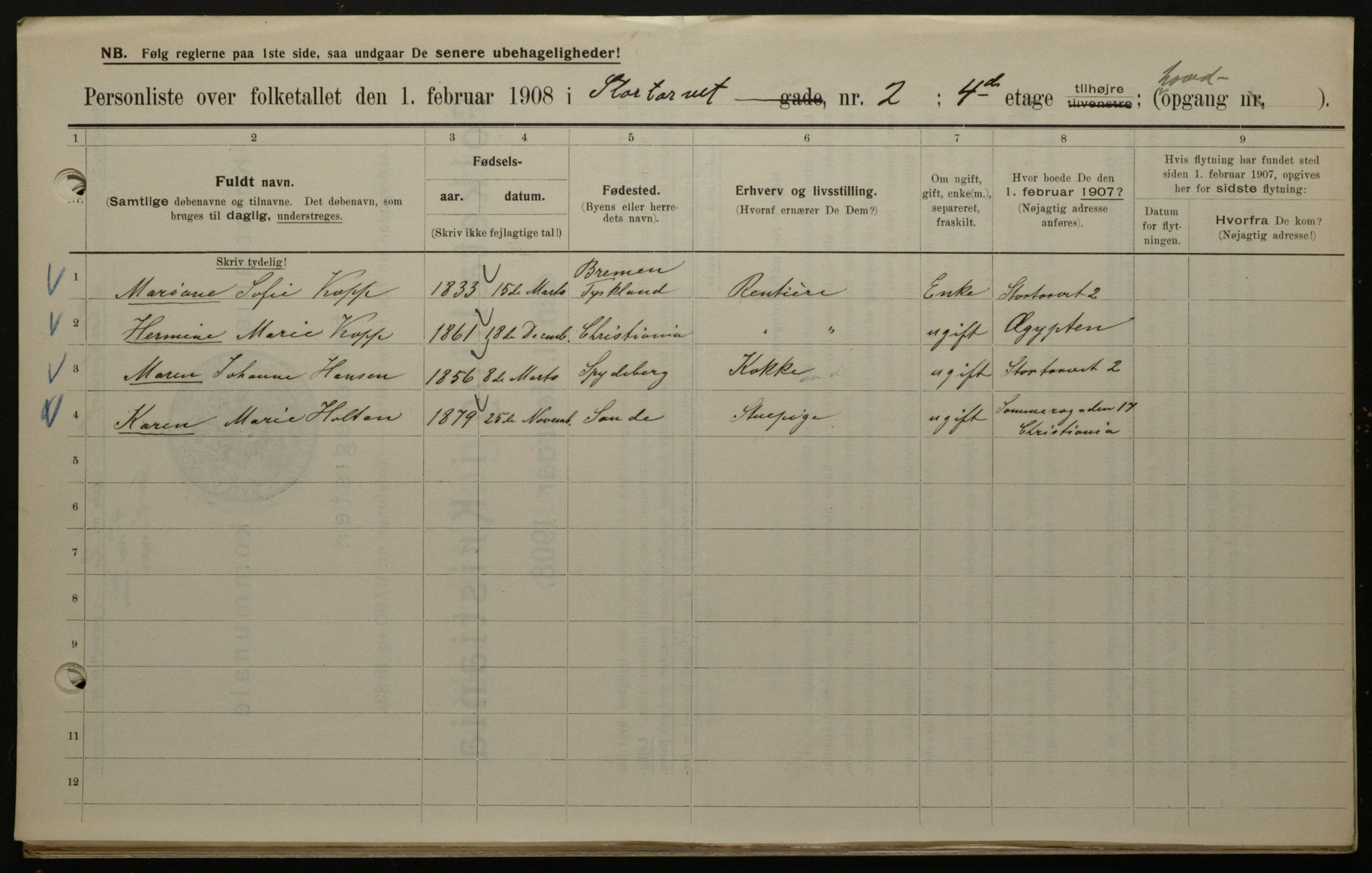 OBA, Municipal Census 1908 for Kristiania, 1908, p. 93139