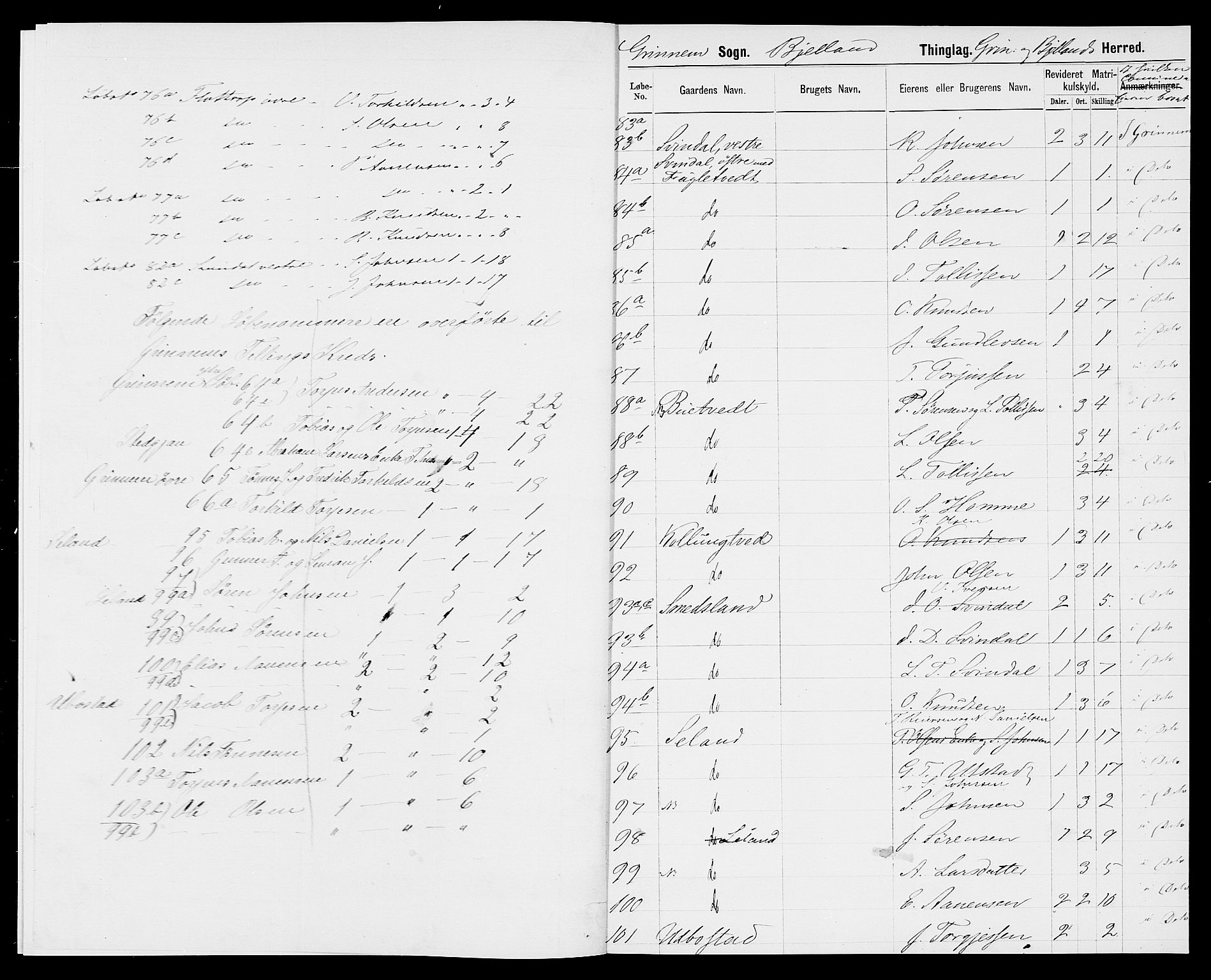 SAK, 1875 census for 1024P Bjelland, 1875, p. 7