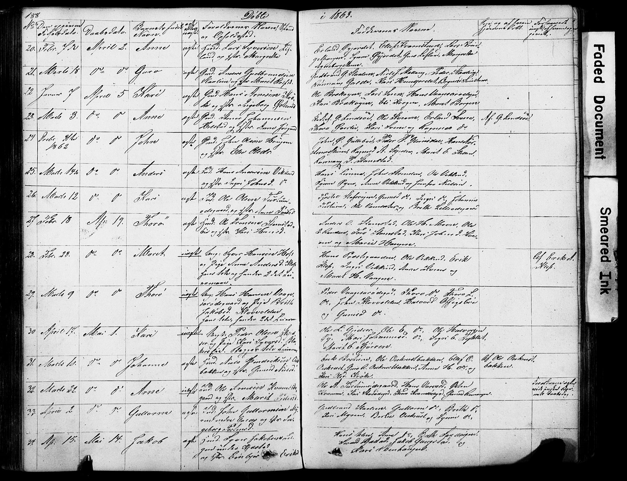 Lom prestekontor, AV/SAH-PREST-070/L/L0012: Parish register (copy) no. 12, 1845-1873, p. 188-189