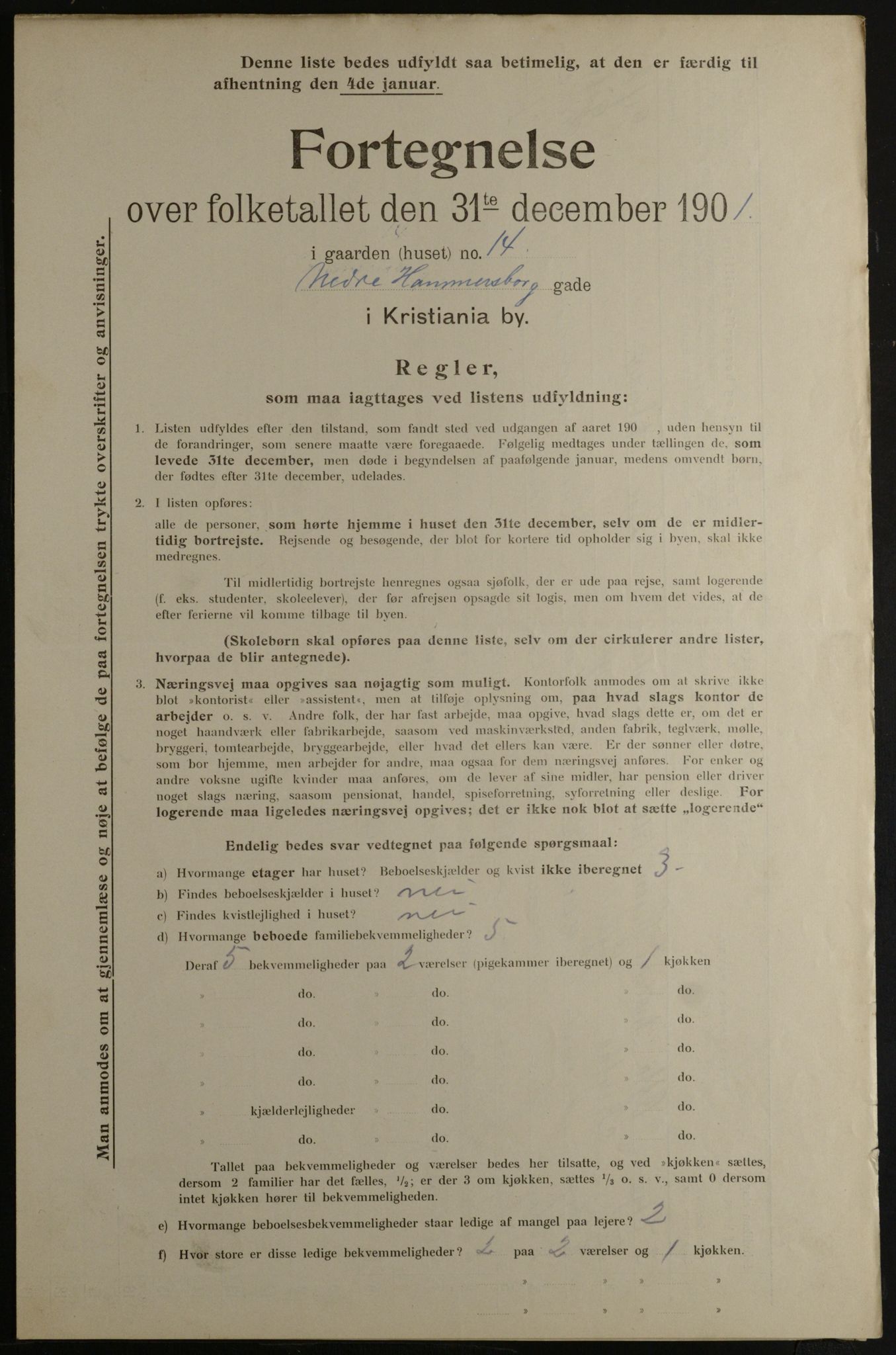 OBA, Municipal Census 1901 for Kristiania, 1901, p. 10645