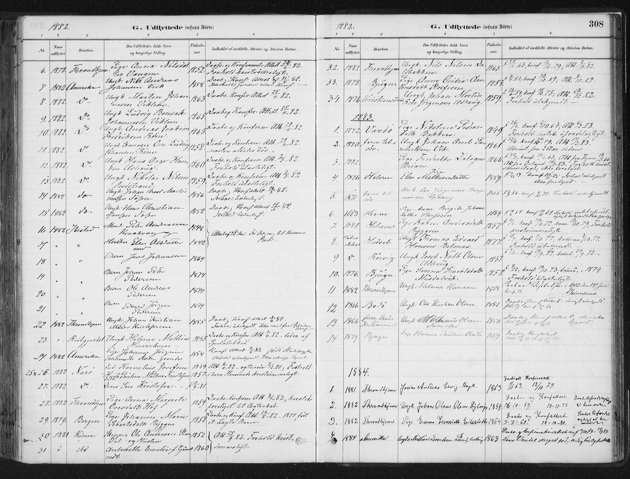 Ministerialprotokoller, klokkerbøker og fødselsregistre - Sør-Trøndelag, SAT/A-1456/659/L0739: Parish register (official) no. 659A09, 1879-1893, p. 308