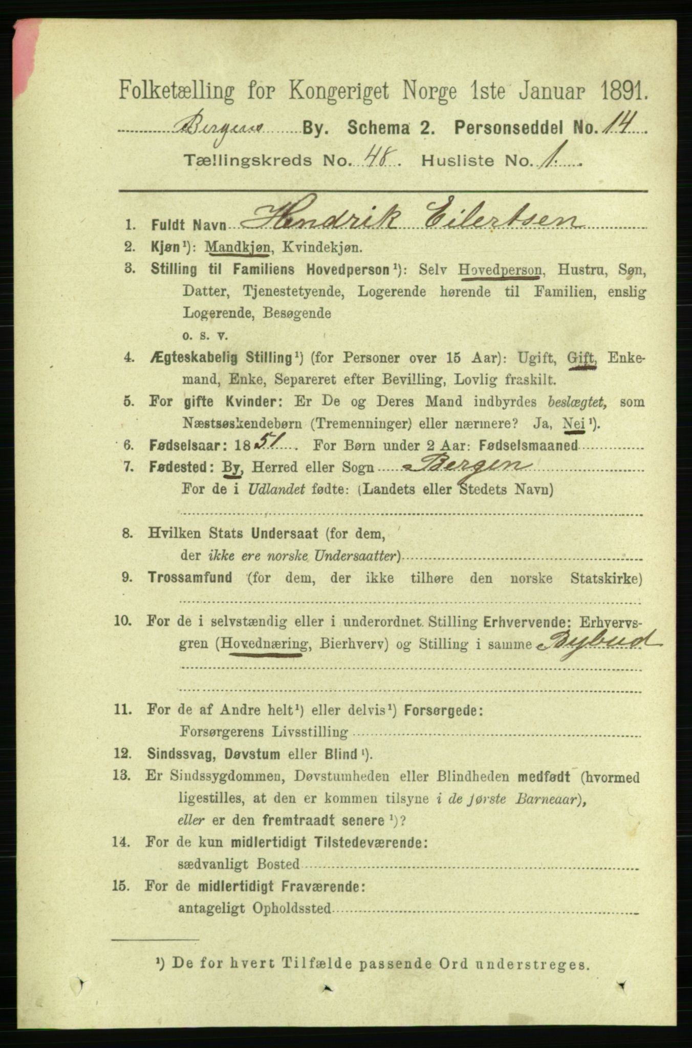 RA, 1891 Census for 1301 Bergen, 1891, p. 56916