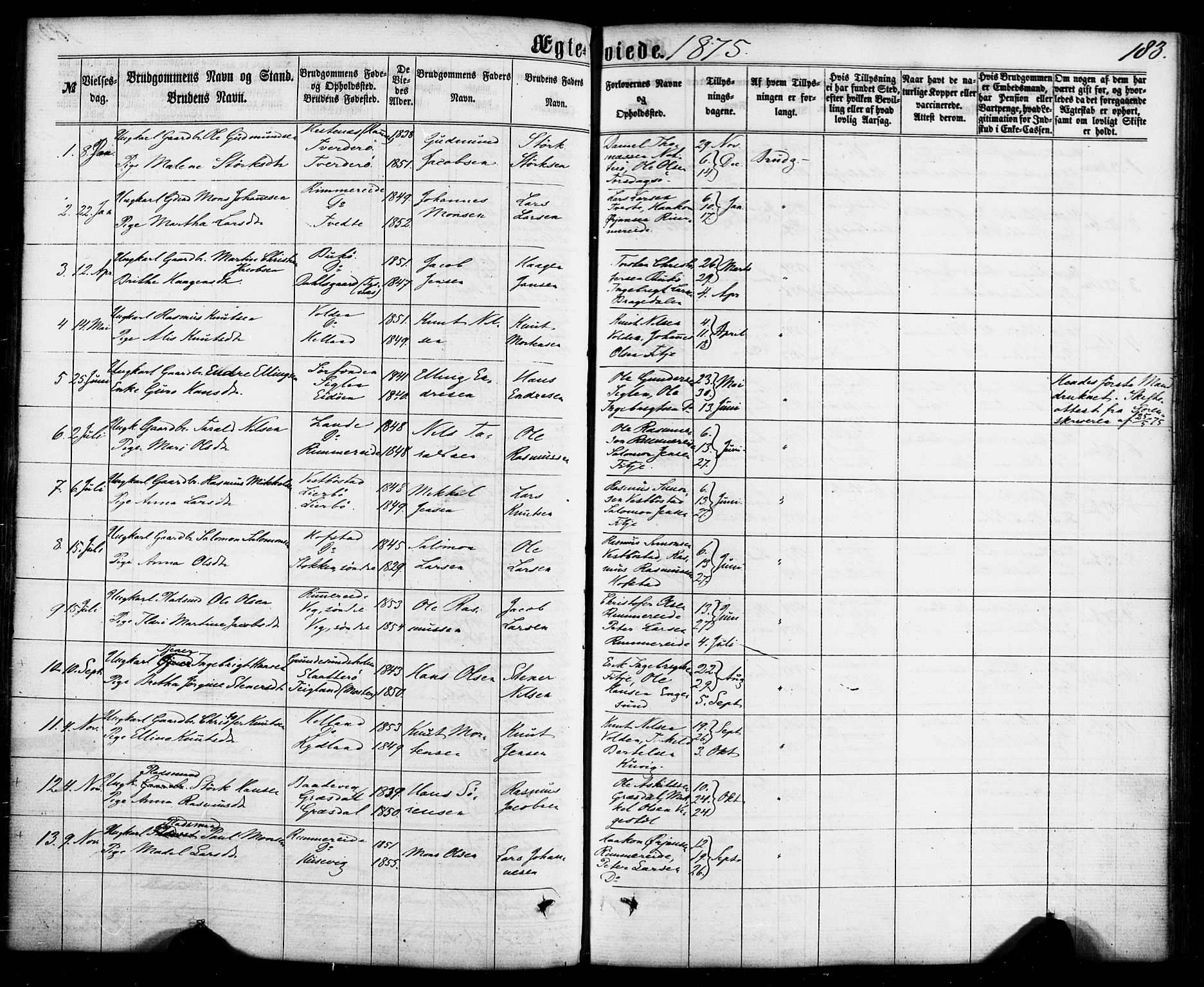 Fitjar sokneprestembete, SAB/A-99926: Parish register (official) no. A 1, 1862-1881, p. 183